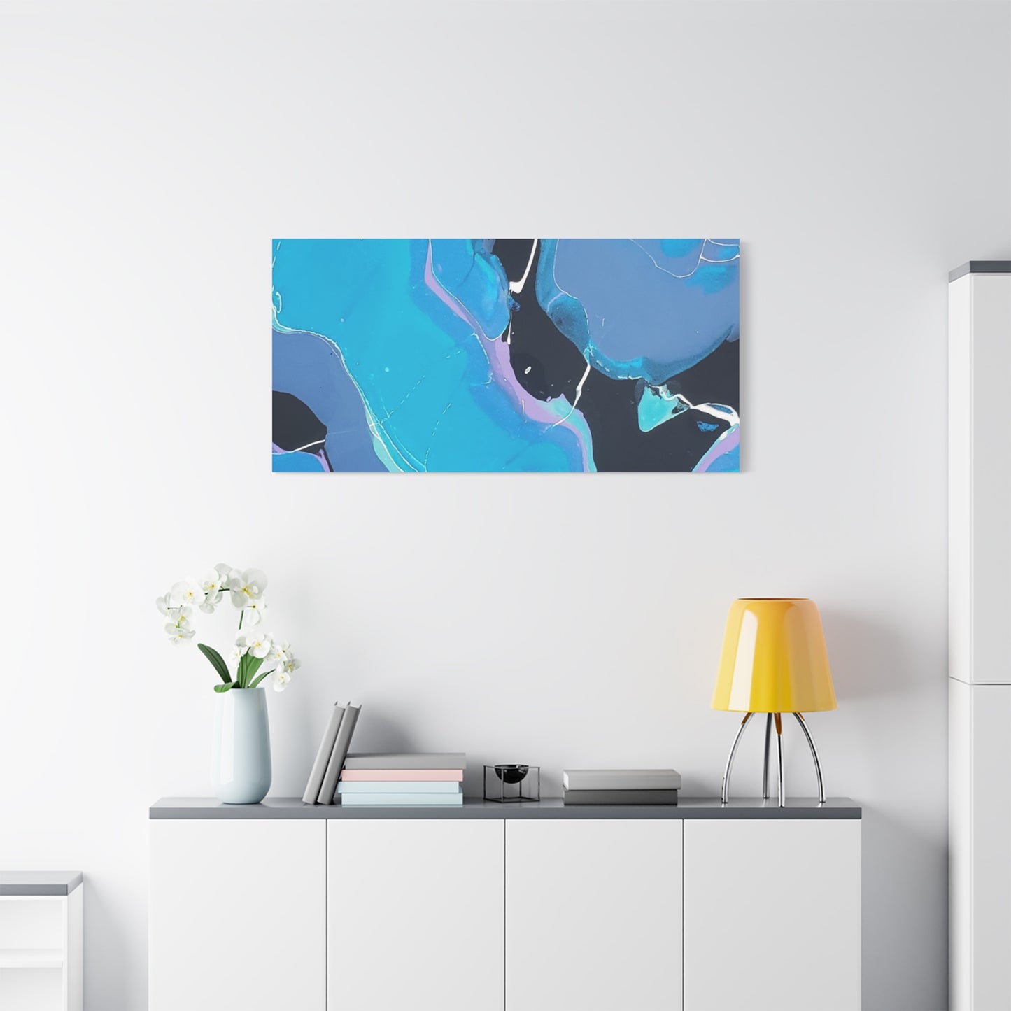 Abstract Blue Fluid Art Canvas Print — Matte Stretched Wall Art 1.25"