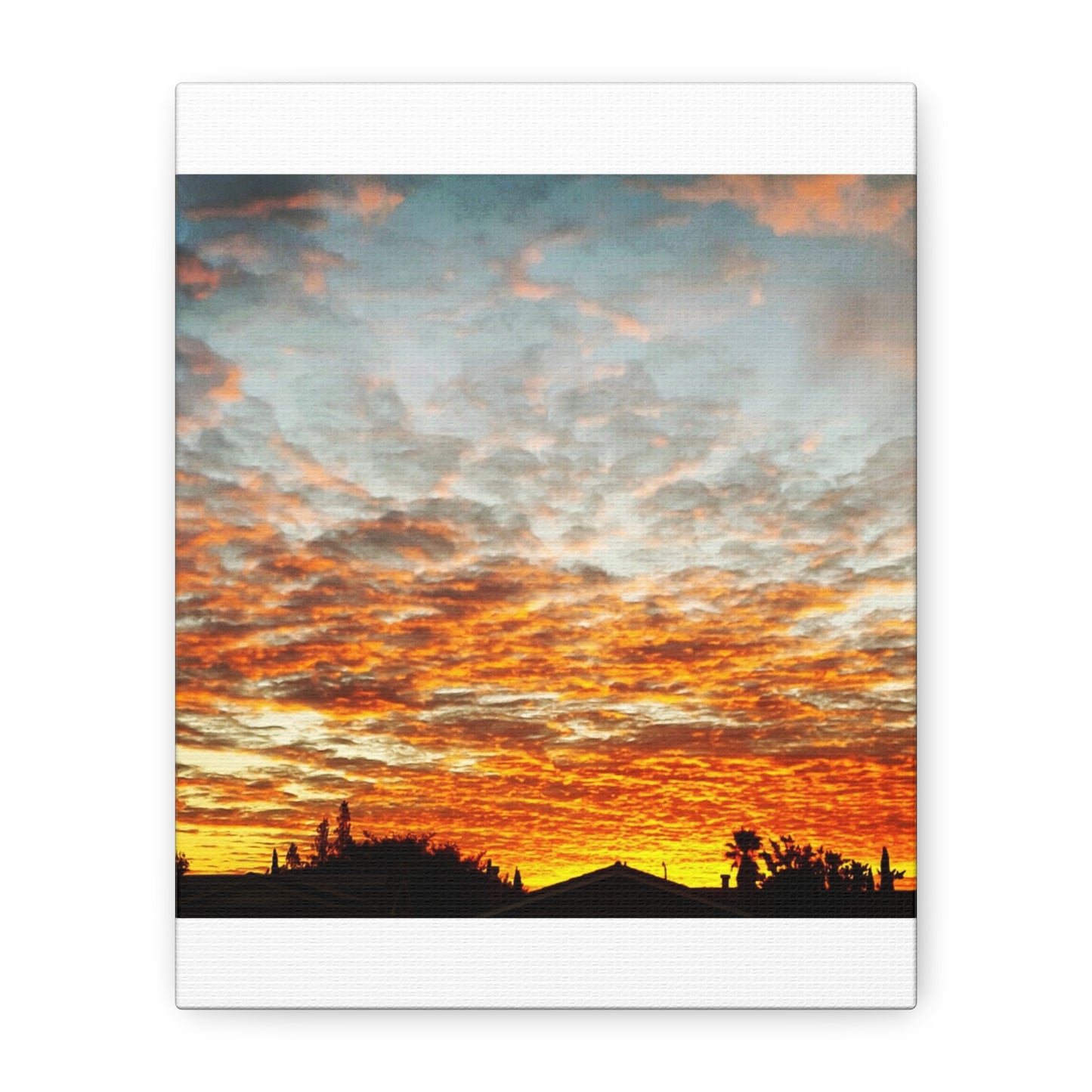 Sunset Sky Canvas Print — Orange Cloudscape Matte Stretched Wall Art
