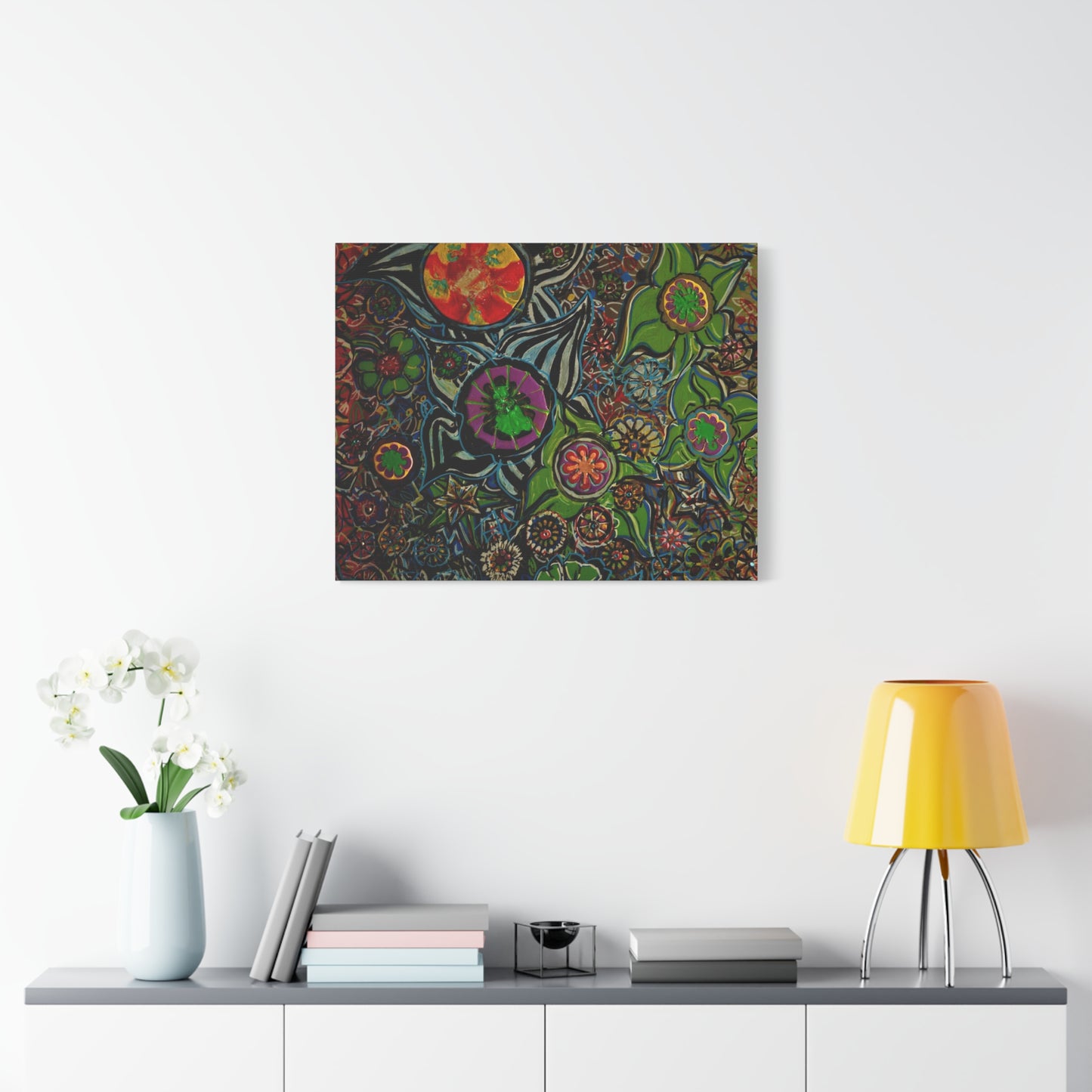 Urban_gardening-03 - Psychedelic Floral Canvas Print — Vibrant Abstract Garden Wall Art