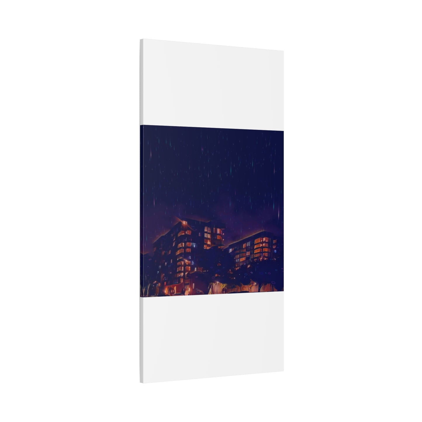 Neon Percipitation @ night - Canvas Print — Moody Urban Wall Art