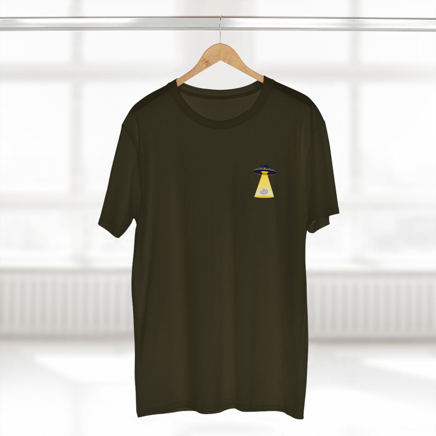 UFO Chest Pocket Tee — Retro Rocket Back Graphic Shirt