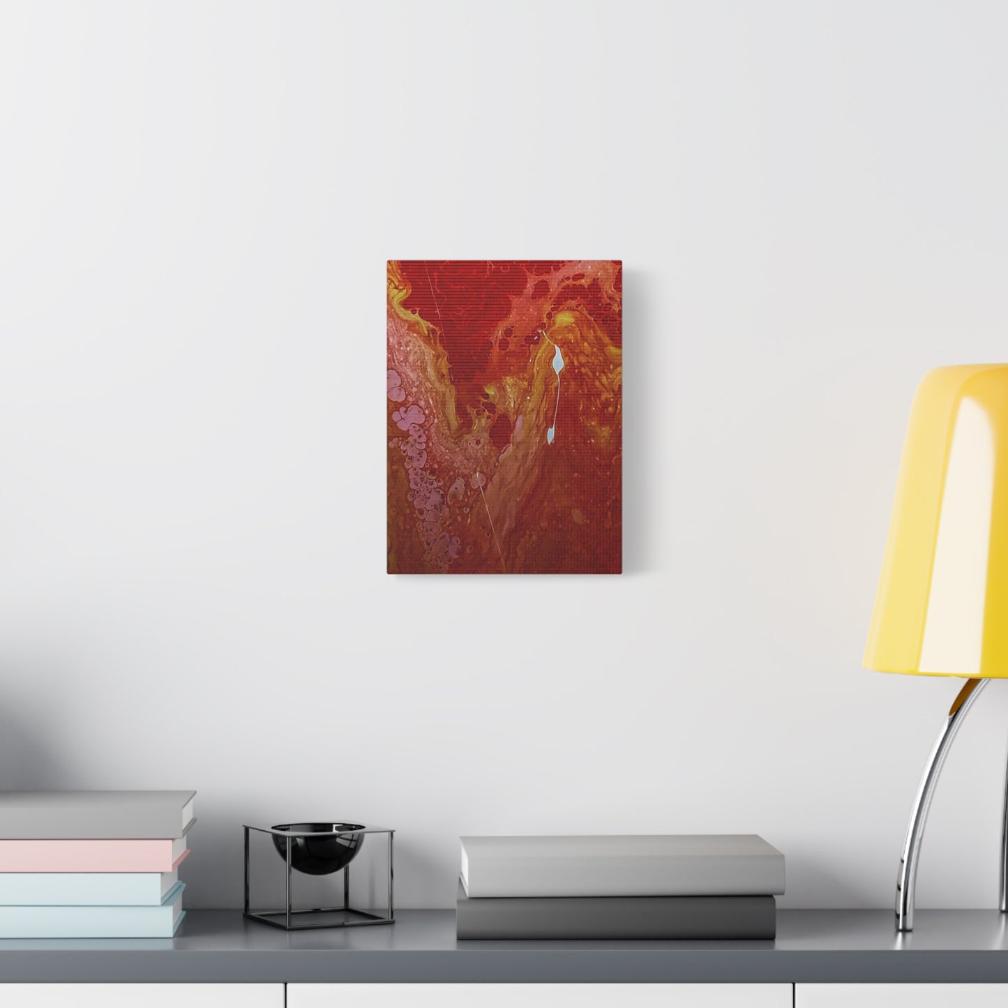 Abstract Red Fluid Art Canvas Print — Matte Stretched Wall Art