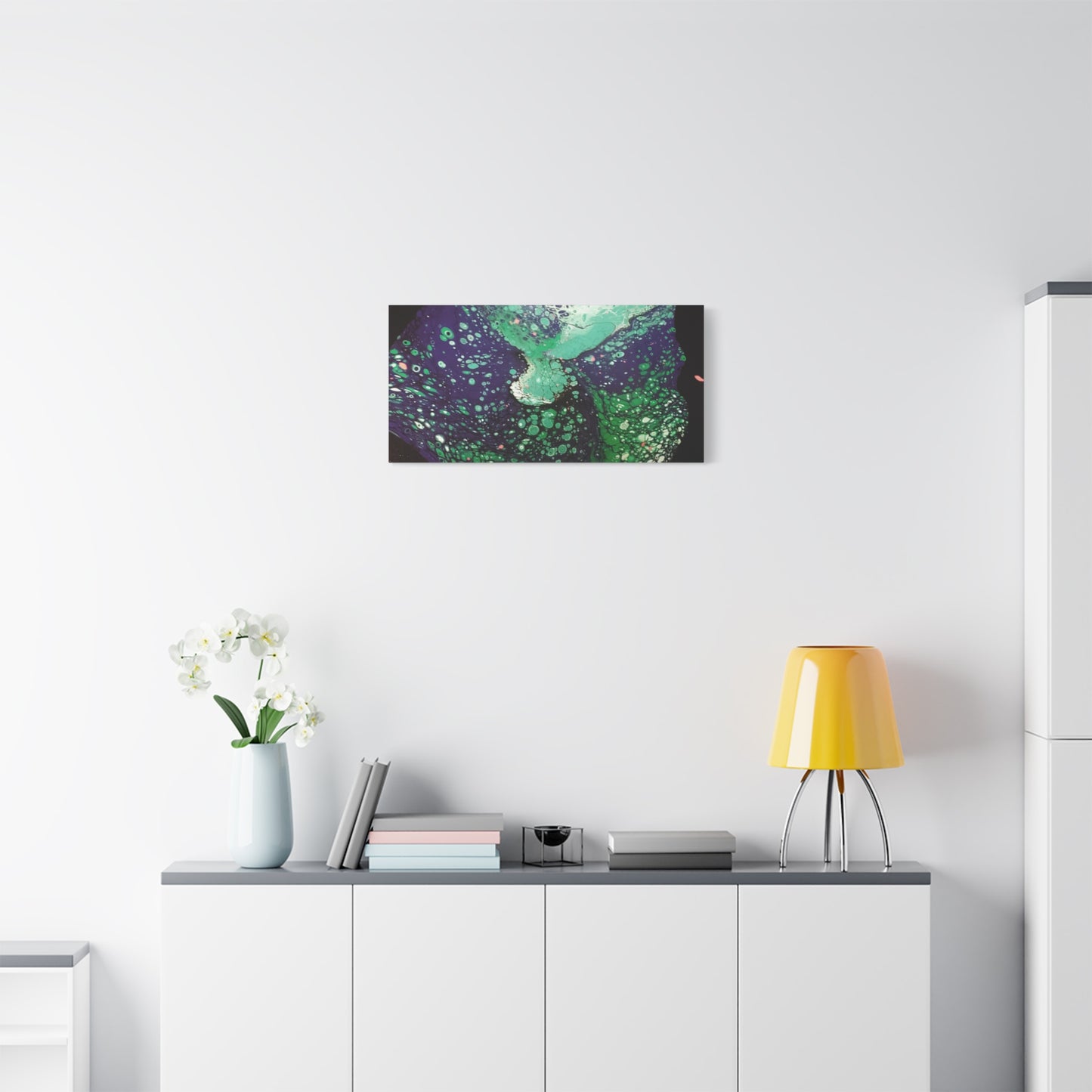 Abstract Green & Teal Fluid Art Canvas Print - Matte Stretched Wall Art