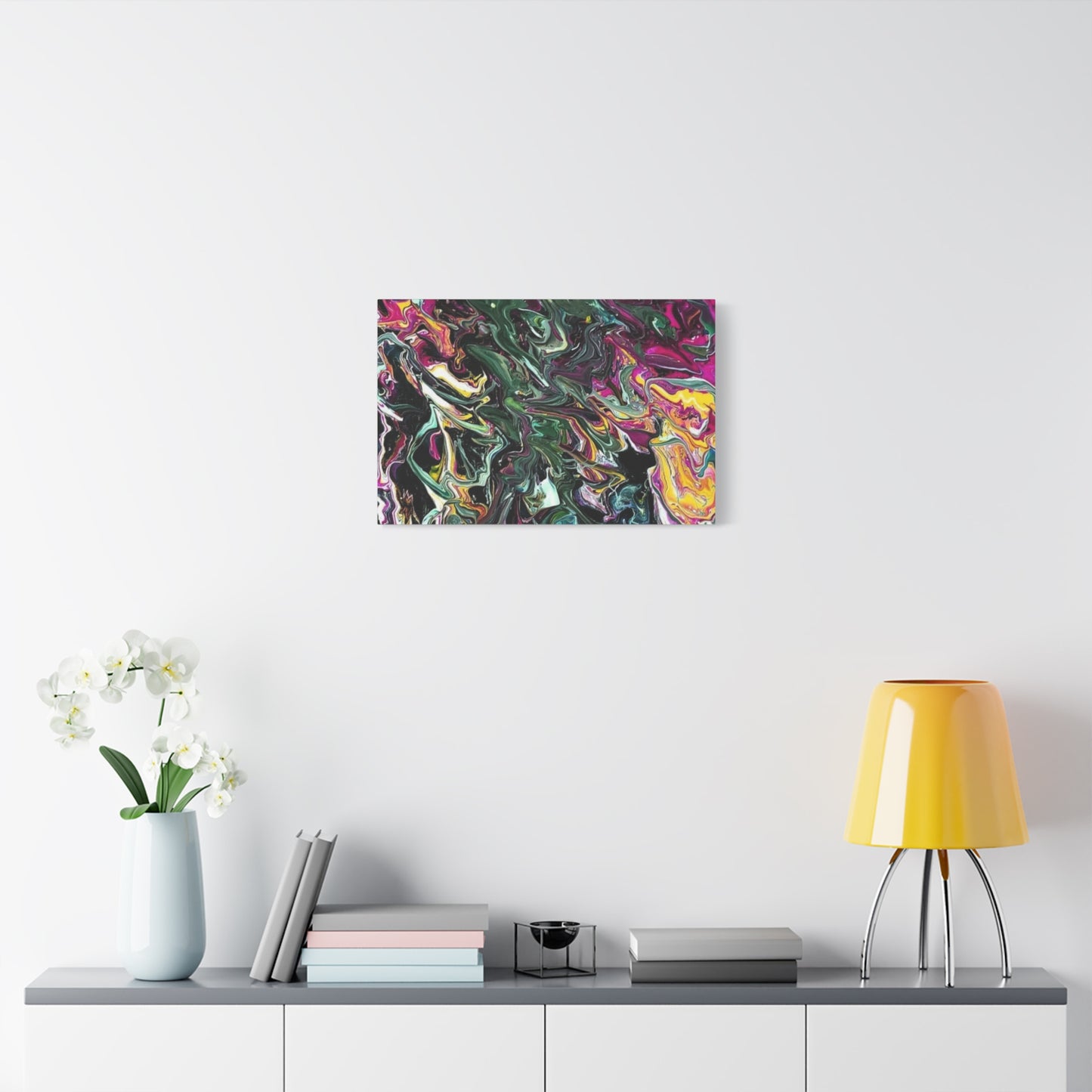 chaos in the garden - Abstract Fluid Art Matte Canvas Print - Colorful Swirl Wall Art