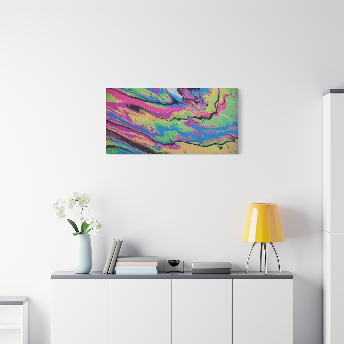 Abstract Neon Fluid Art Canvas Print — Vibrant Psychedelic Wall Decor