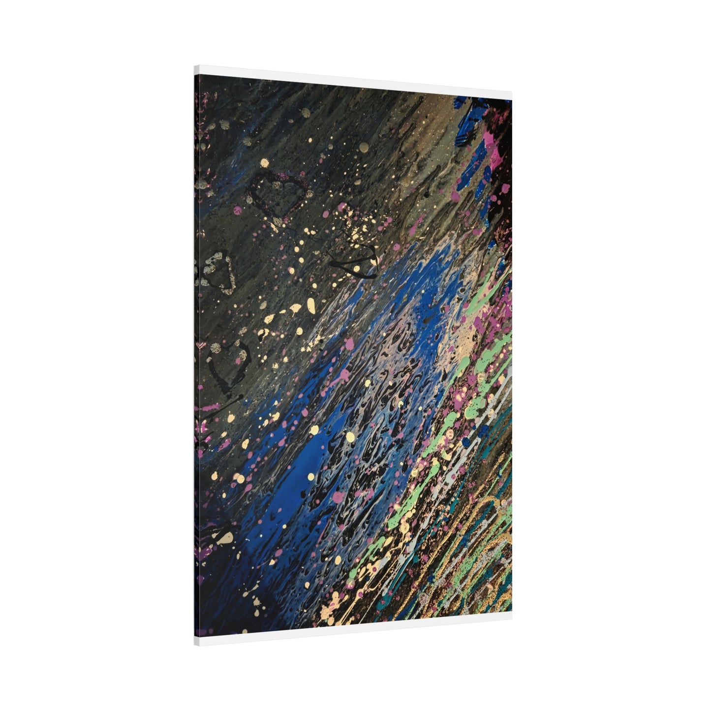 Abstract Splatter Matte Canvas Print — Colorful Fluid Art Wall Decor, Stretched 1.25"