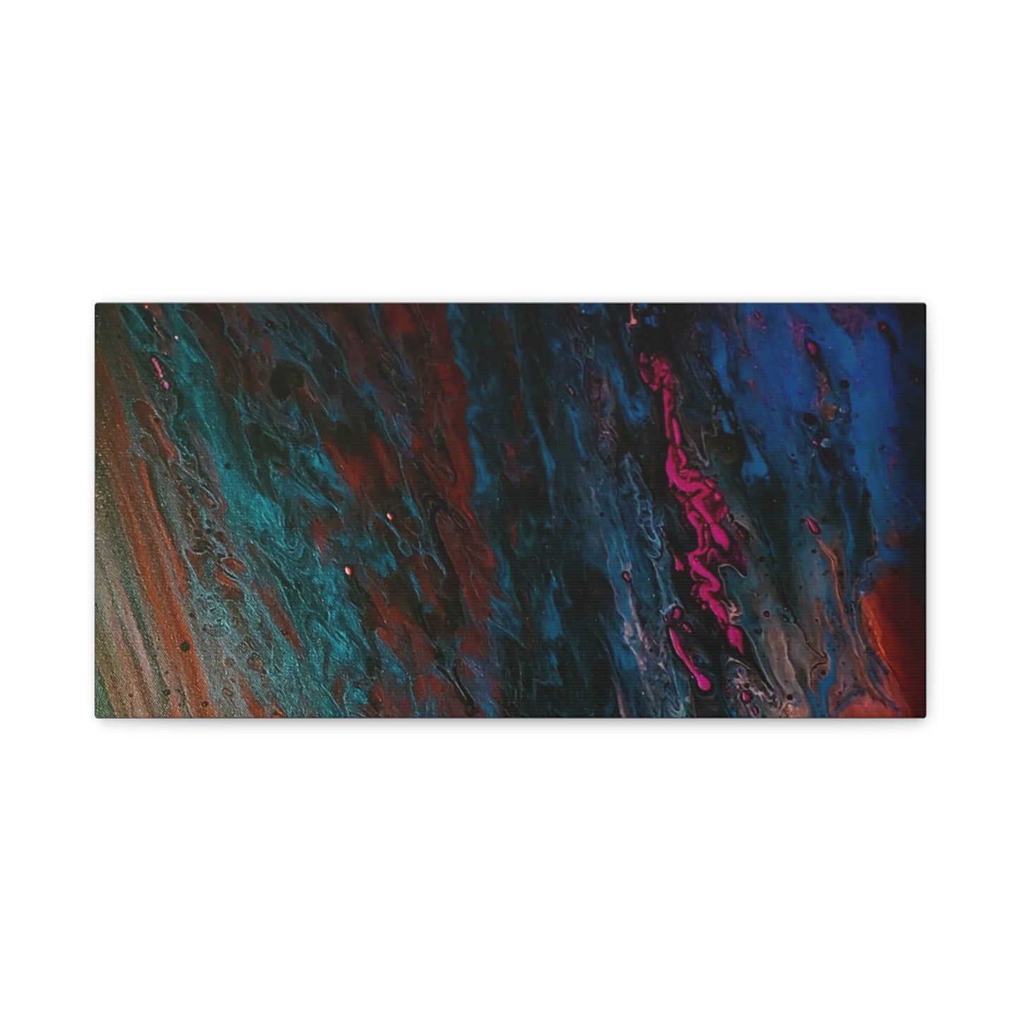 Abstract Fluid Art Canvas Wall Art - Jupiter pour — Vibrant Ocean Night Matte Stretched Canvas