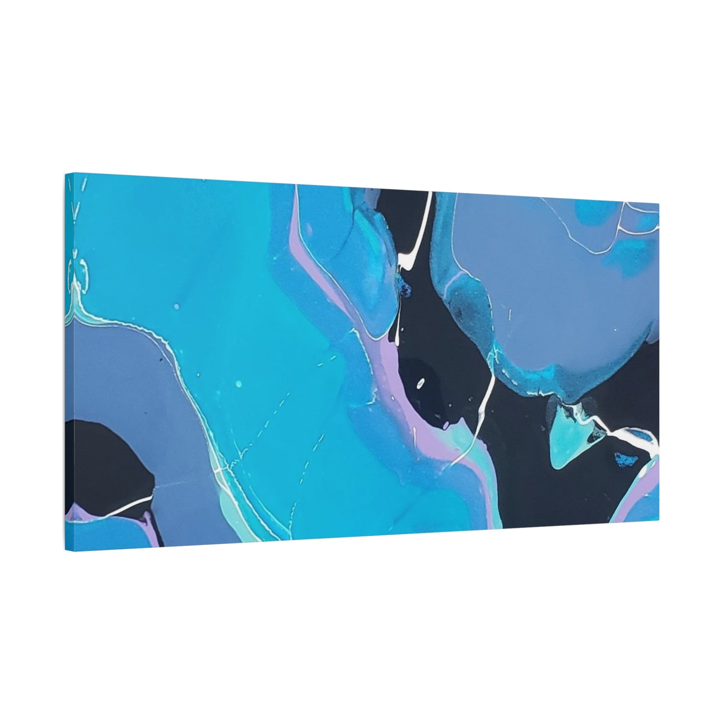Abstract Blue Fluid Art Canvas Print — Matte Stretched Wall Art 1.25"