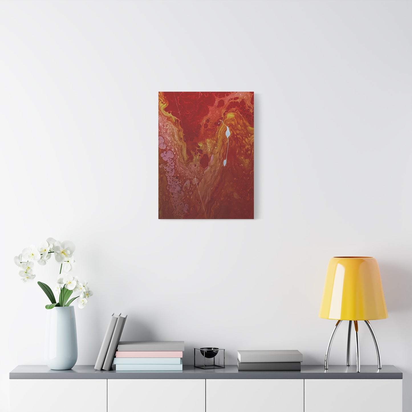 Abstract Red Fluid Art Canvas Print — Matte Stretched Wall Art