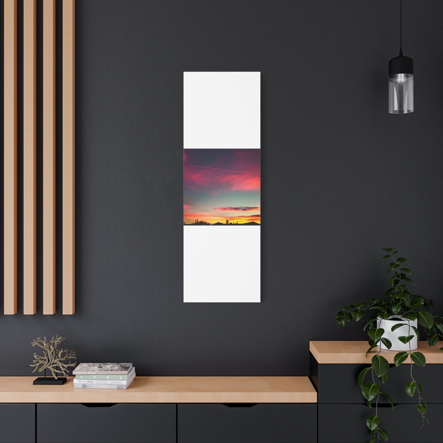 pink sky at morning - Horizon Matte Canvas Print — Vibrant Pink & Teal Sky Wall Art, Stretched 1.25"