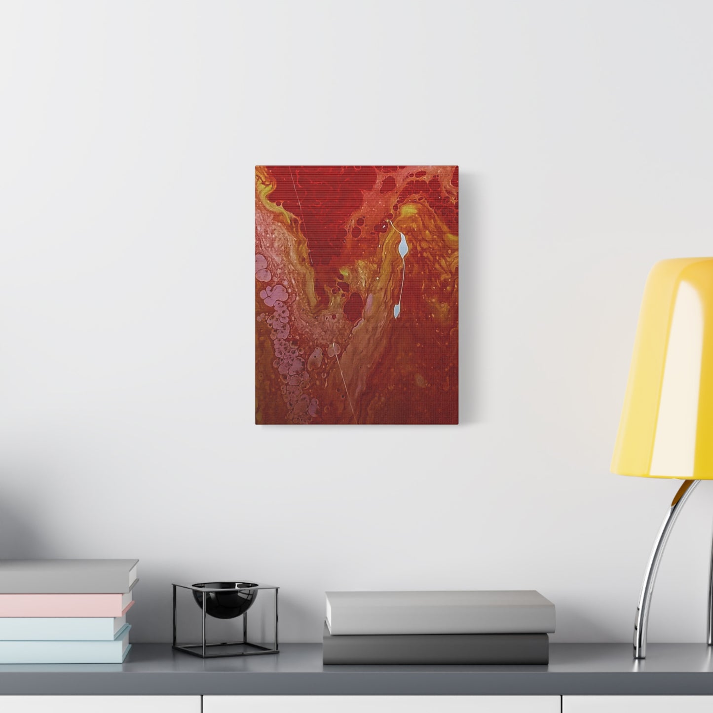 Abstract Red Fluid Art Canvas Print — Matte Stretched Wall Art