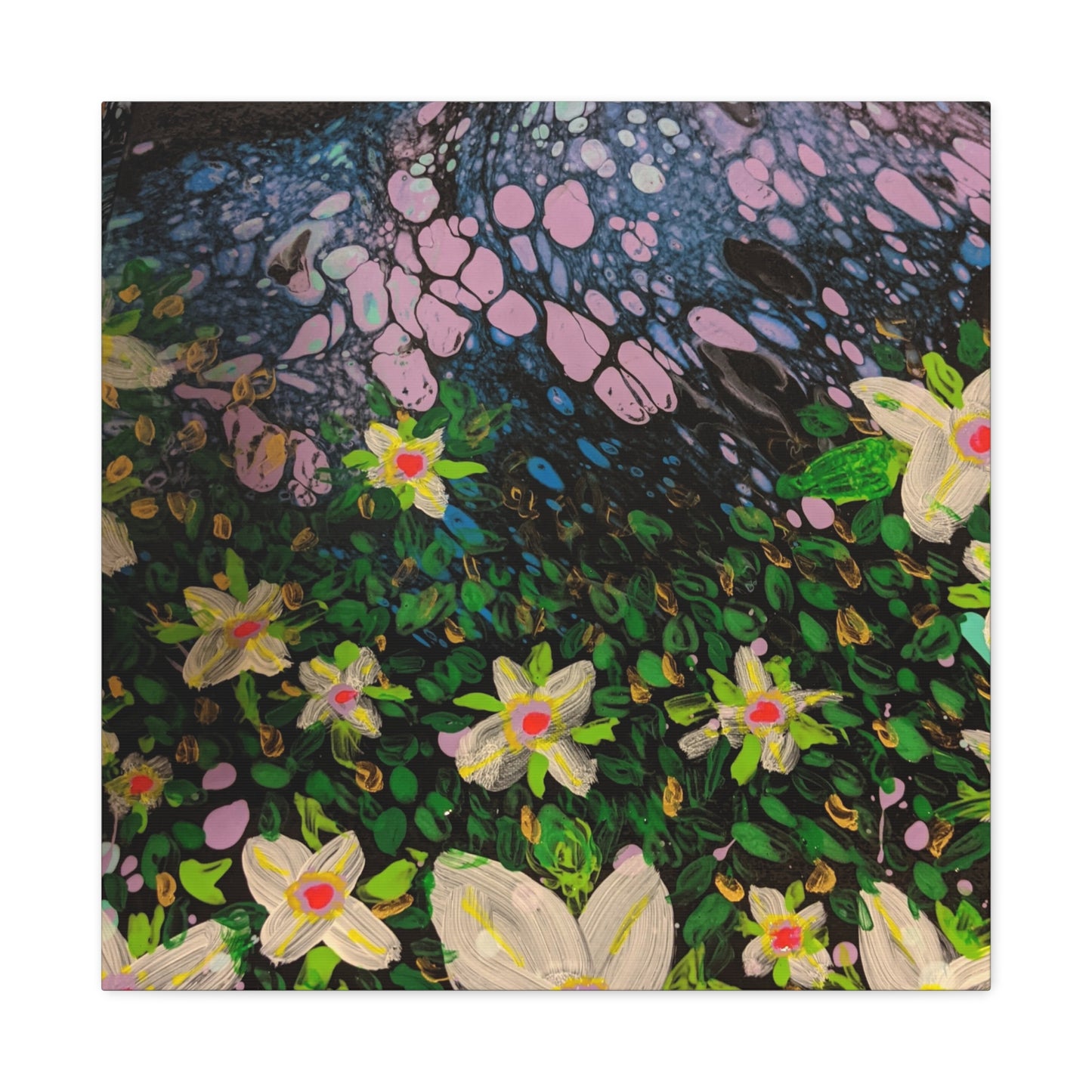 Floetrol&Flowers - Night Pour Garden Matte Canvas Print — Stretched Wall Art
