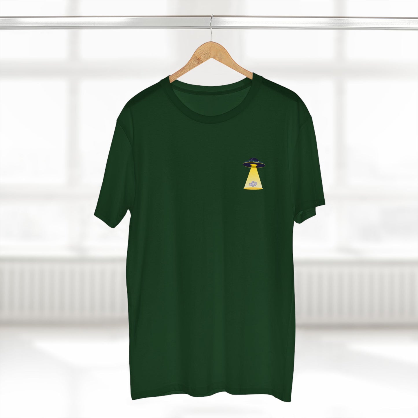 UFO Chest Pocket Tee — Retro Rocket Back Graphic Shirt