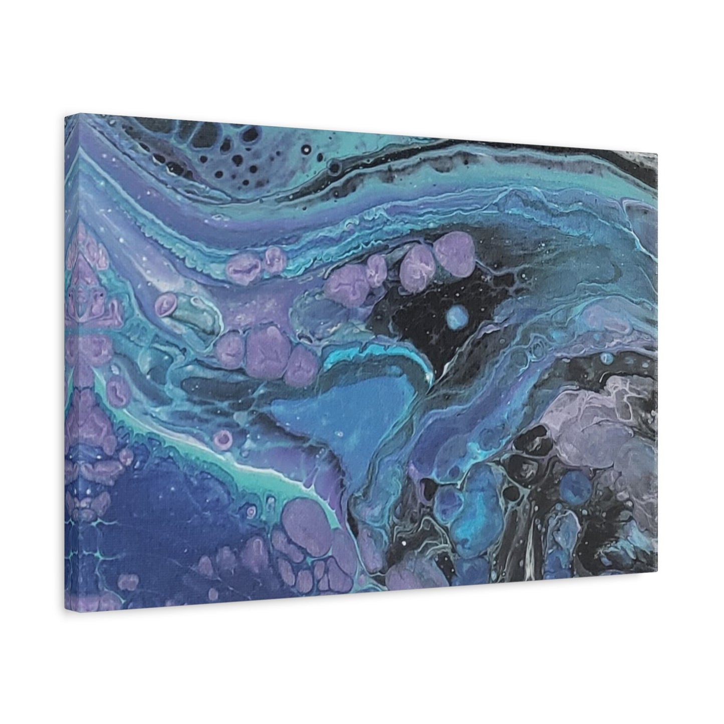 Abstract Ocean Wave Matte Canvas Print — Blue & Purple Fluid Art, Stretched 1.25"