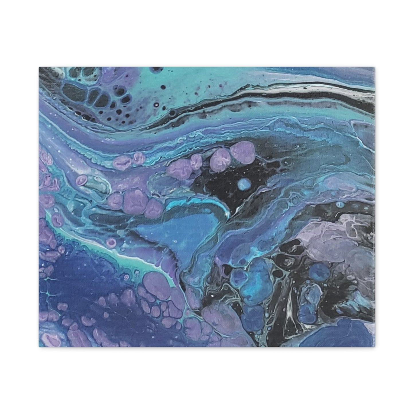 Abstract Ocean Wave Matte Canvas Print — Blue & Purple Fluid Art, Stretched 1.25"