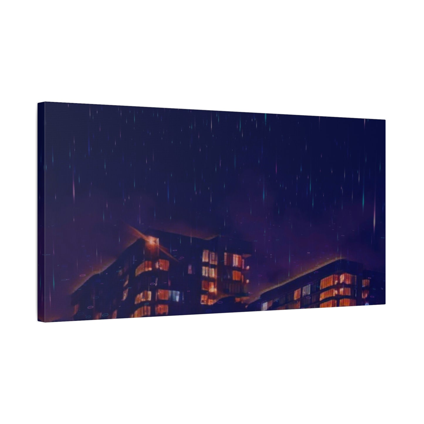 Neon Percipitation @ night - Canvas Print — Moody Urban Wall Art