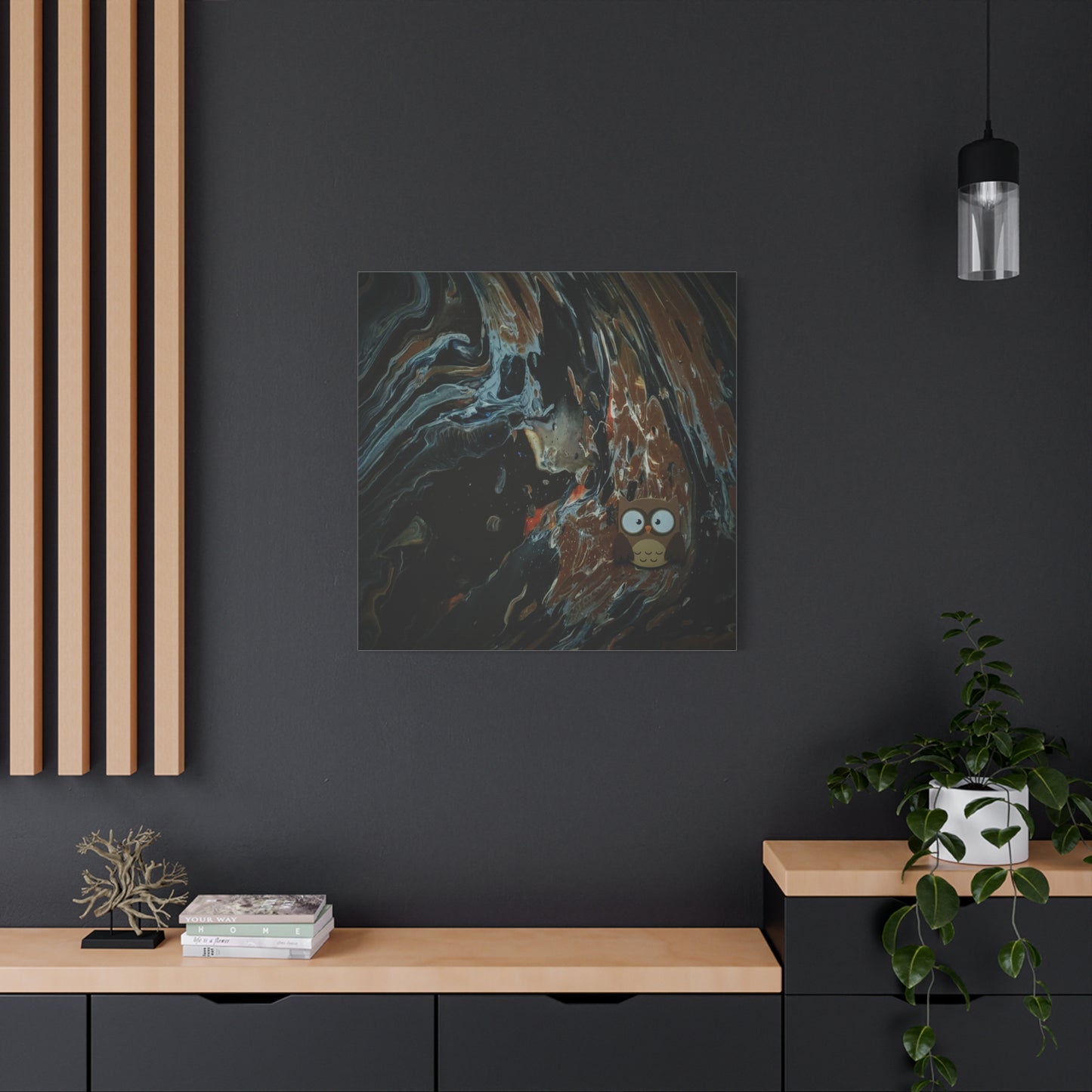 Abstract Swirl Owl Matte Canvas Print