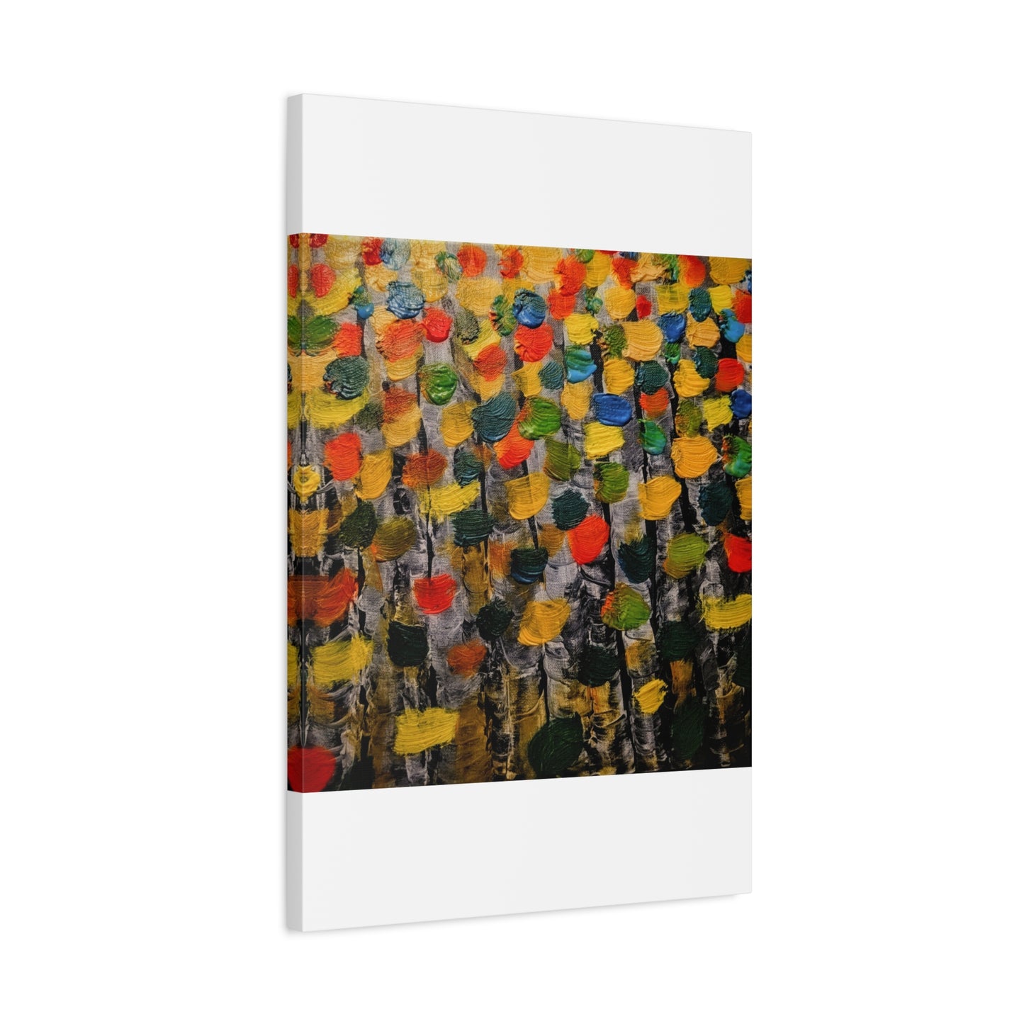 birch trees with color strokes - Abstract Color Bloom Matte Canvas Wall Art — Stretched 1.25"
