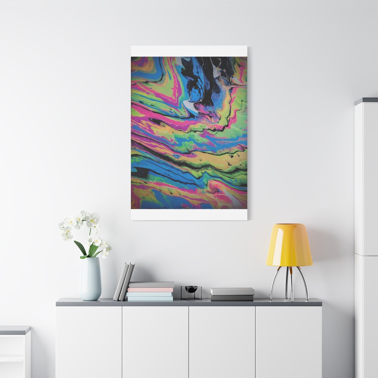 Abstract Neon Fluid Art Canvas Print — Vibrant Psychedelic Wall Decor