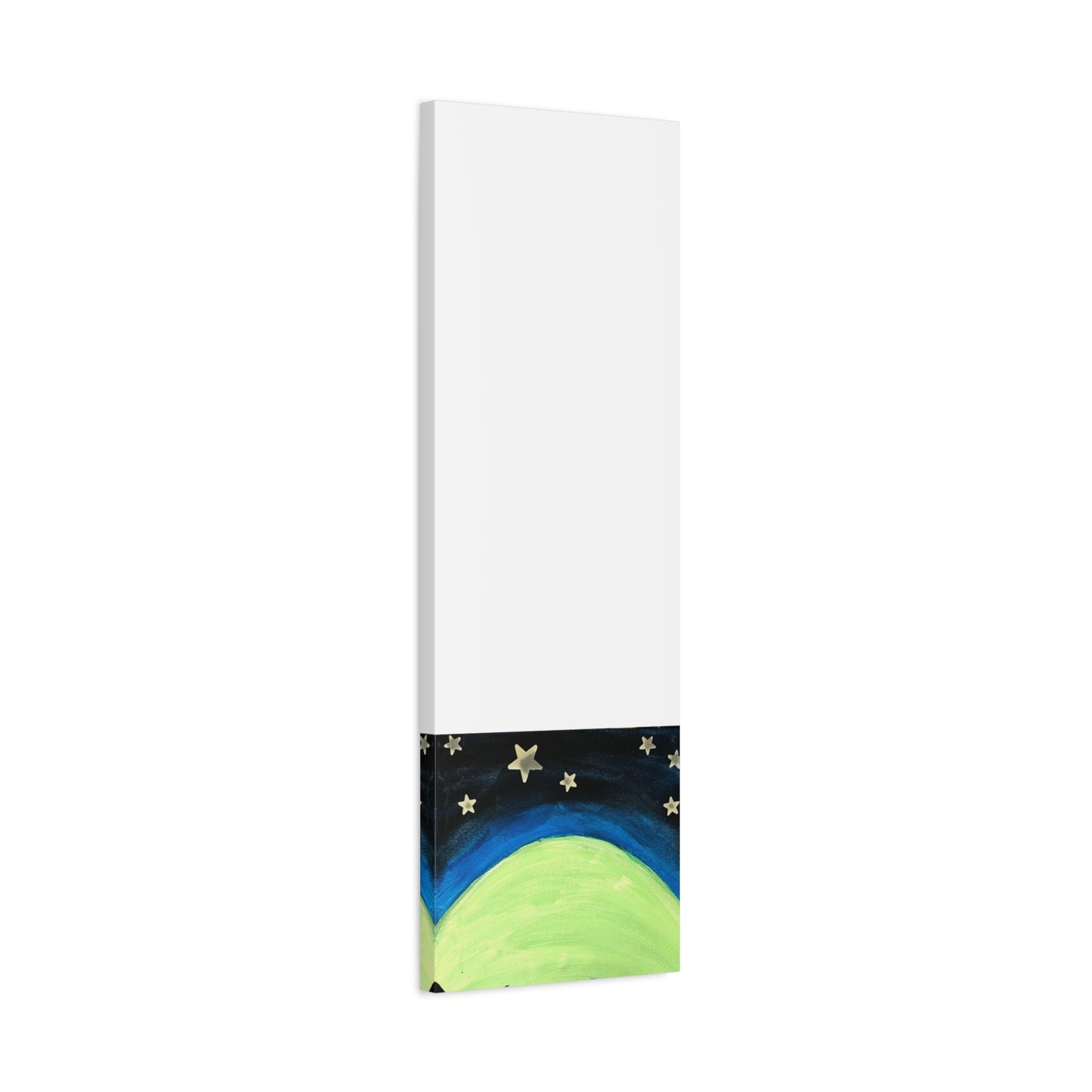 Green Moonrise Canvas Wall Art – Mountain Silhouette Nightscape