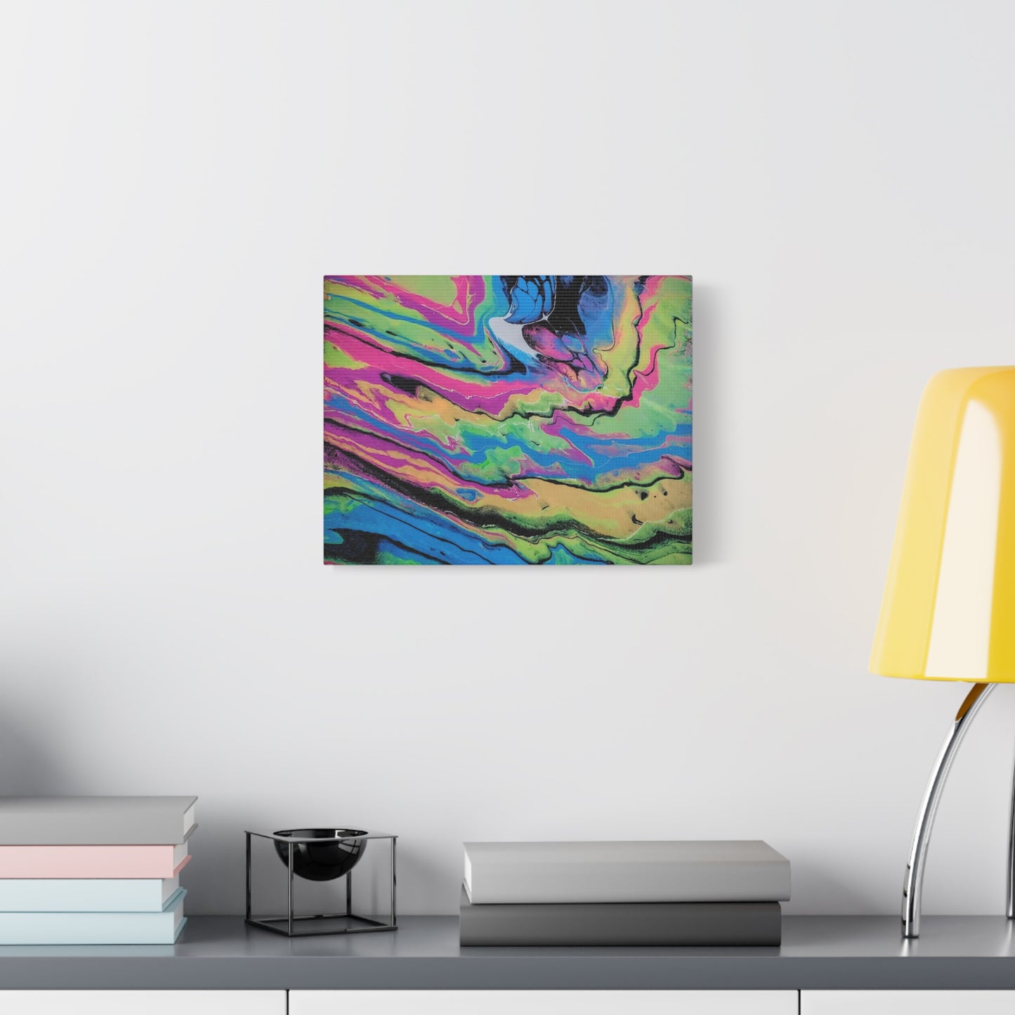 Abstract Neon Fluid Art Canvas Print — Vibrant Psychedelic Wall Decor