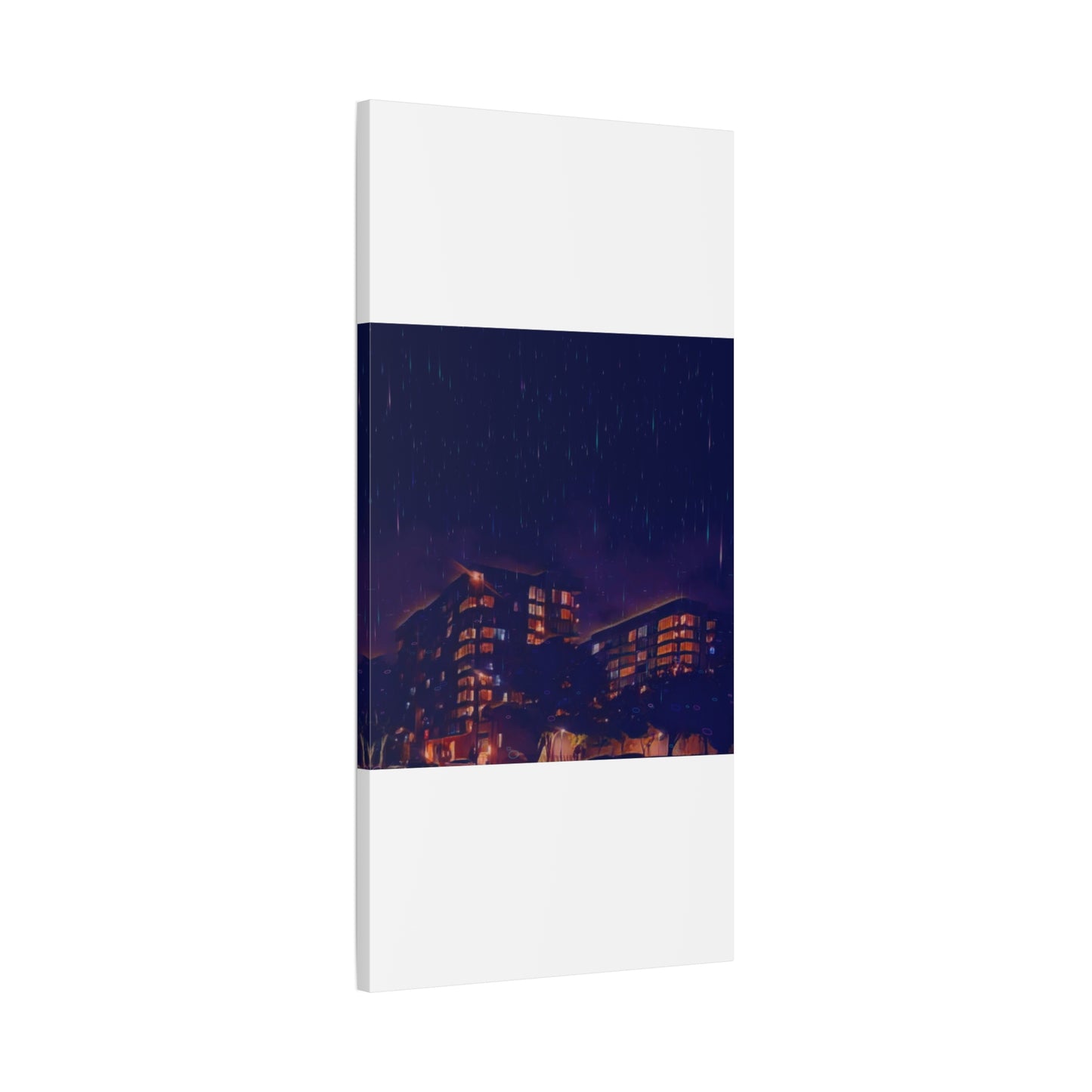 Neon Percipitation @ night - Canvas Print — Moody Urban Wall Art