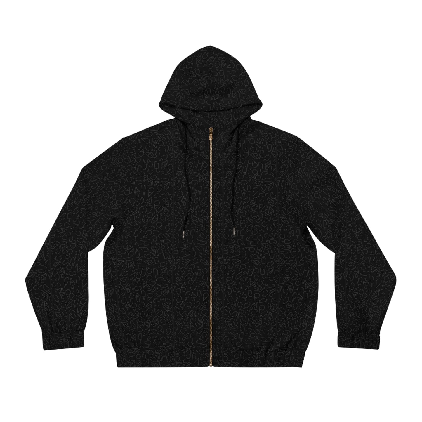 Black with ice-cream icons Full-Zip Hoodie – Men's Classic Zip-Up Hoodie