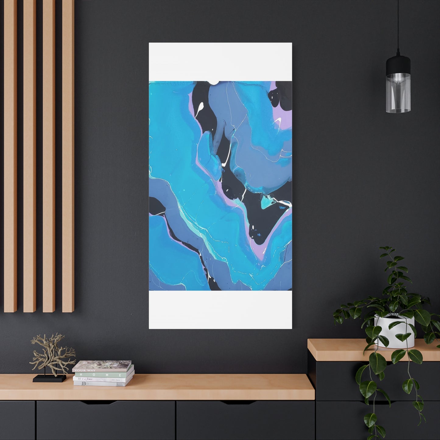Abstract Blue Fluid Art Canvas Print — Matte Stretched Wall Art 1.25"