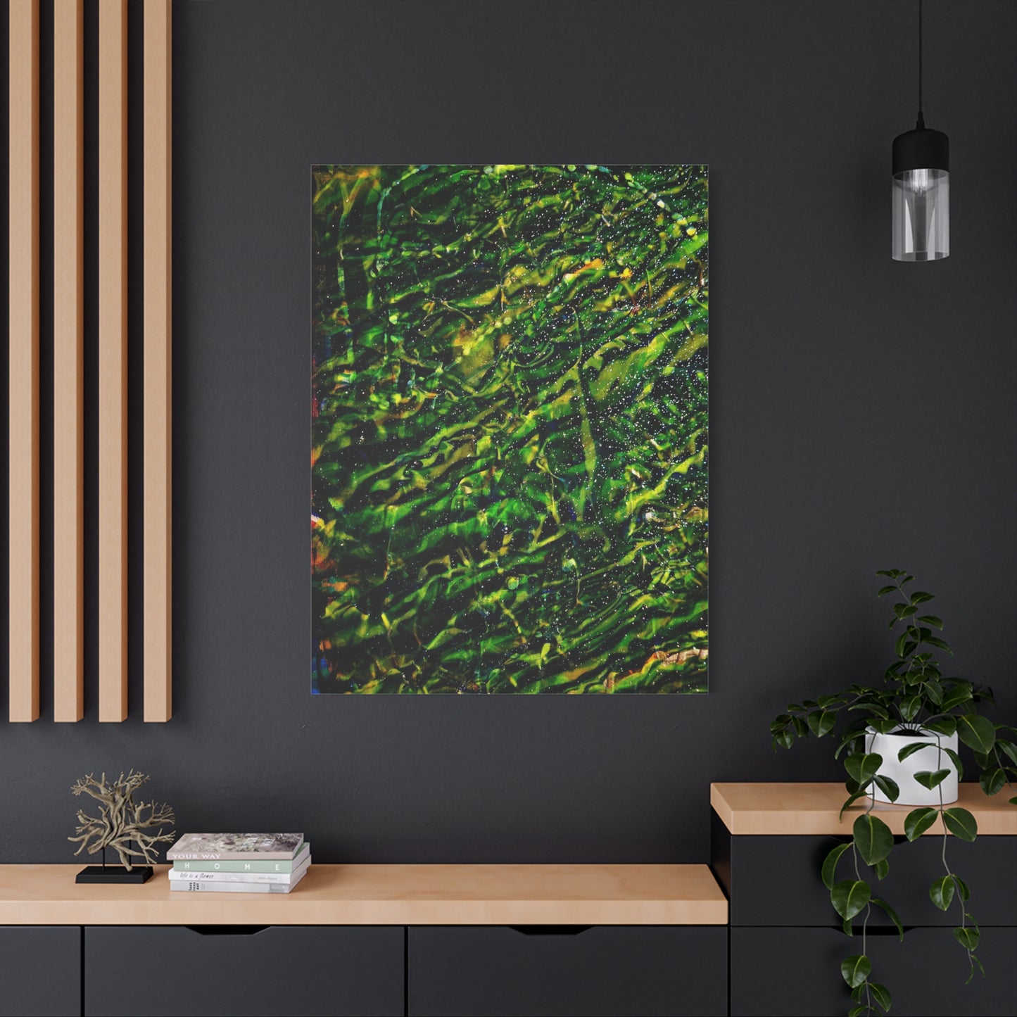 Confessions - Abstract Green Texture Canvas - Matte Stretched Wall Art