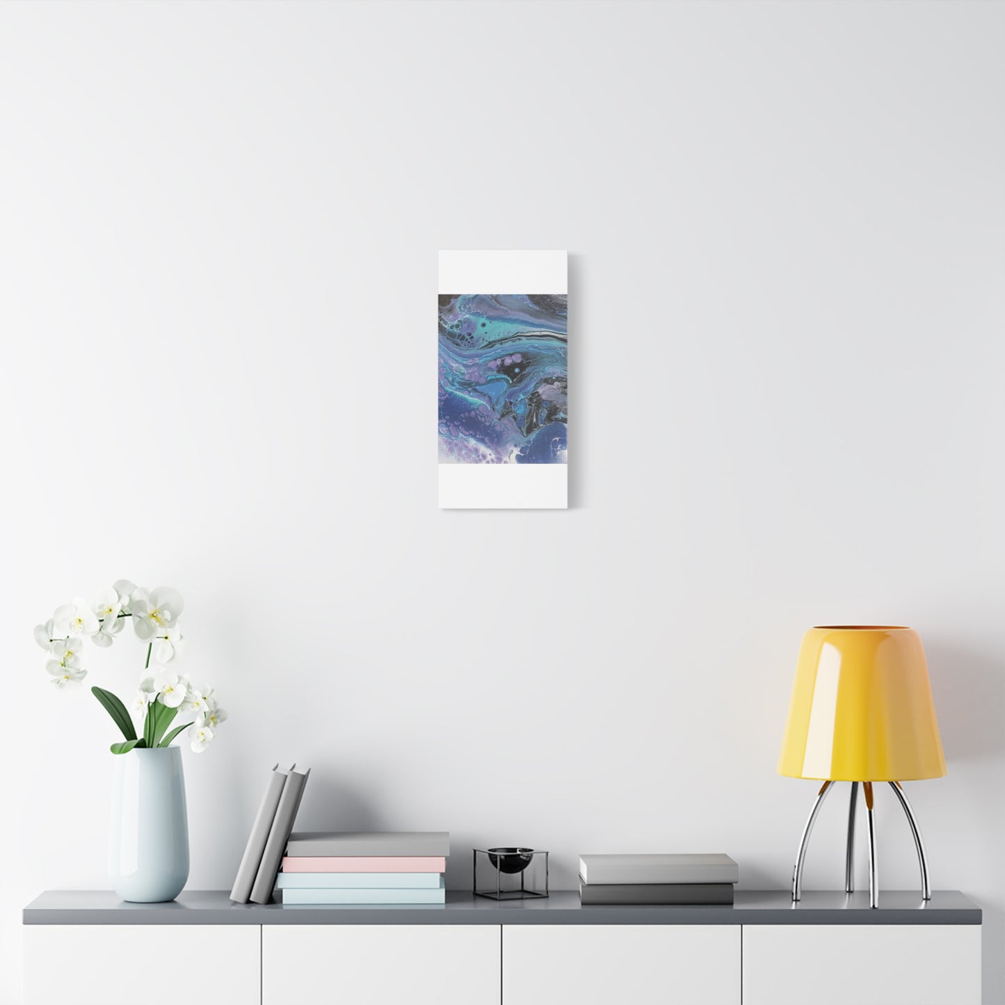 Abstract Ocean Wave Matte Canvas Print — Blue & Purple Fluid Art, Stretched 1.25"
