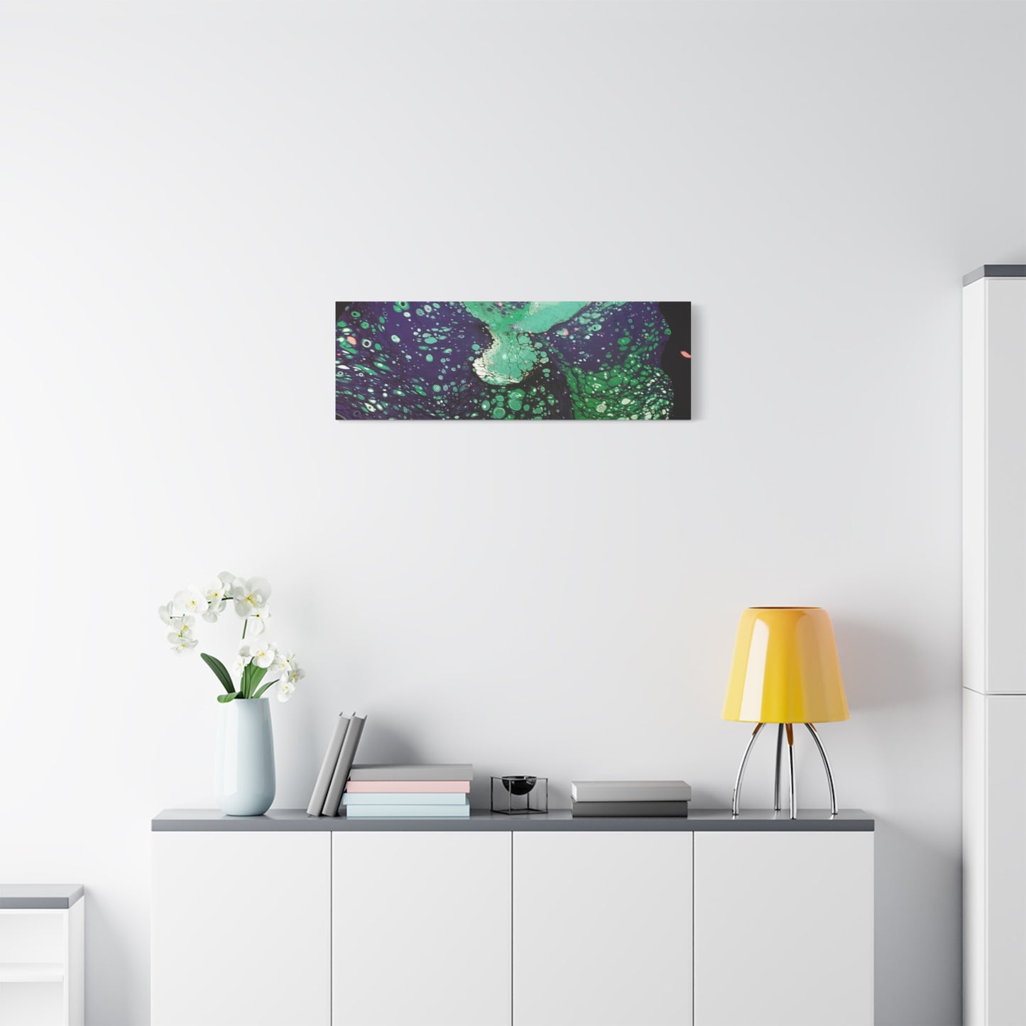 Abstract Green & Teal Fluid Art Canvas Print - Matte Stretched Wall Art