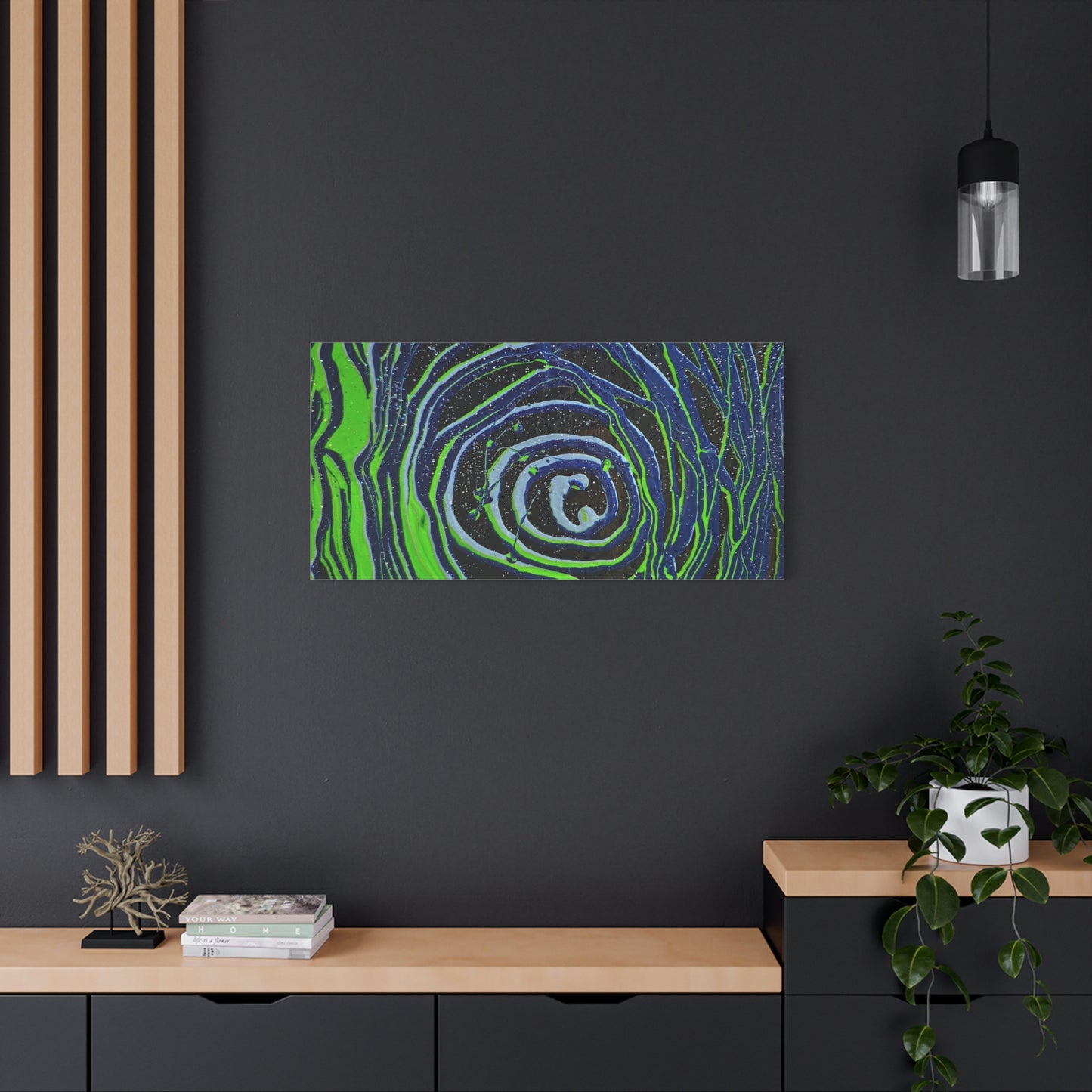 Abstract Green Swirl Matte Canvas Art — Stretched 1.25" Wall Décor