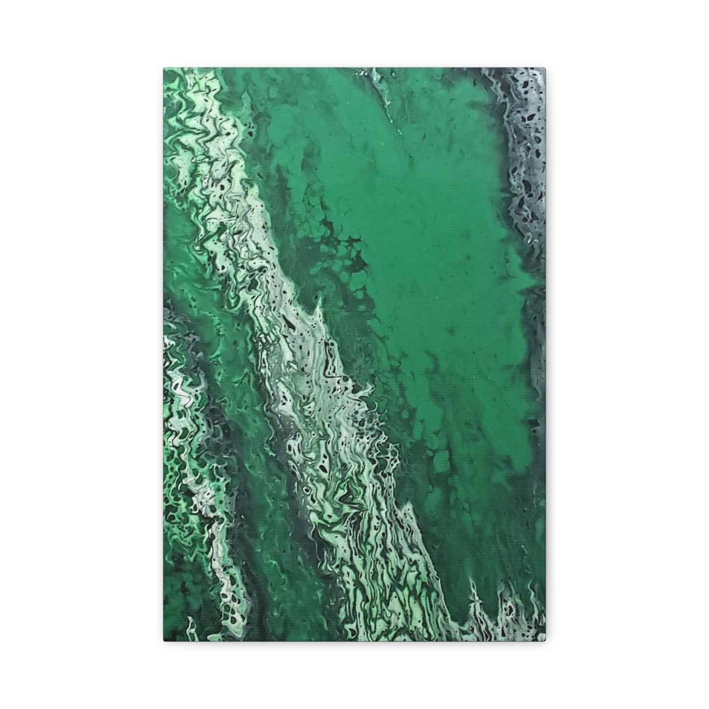 Emerald Wave Abstract Canvas Print — Matte Stretched Wall Art