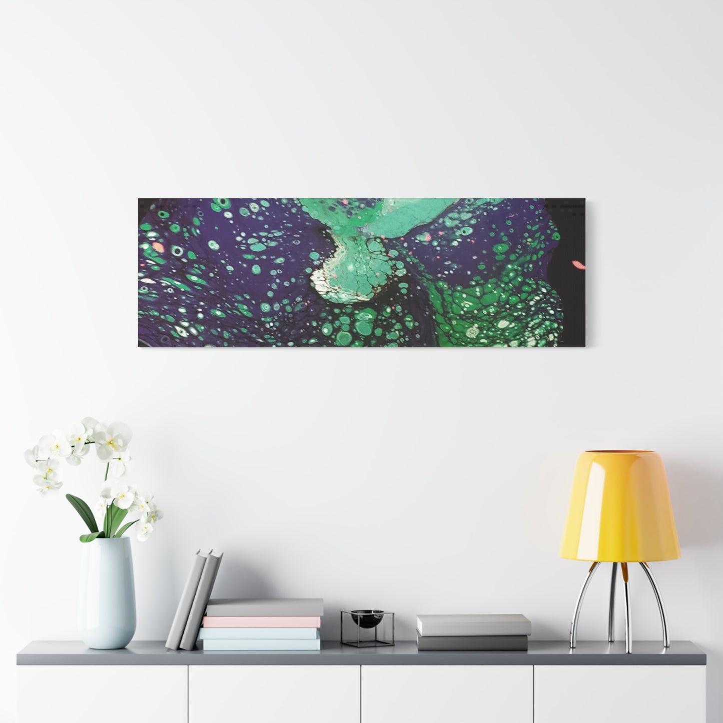 Abstract Green & Teal Fluid Art Canvas Print - Matte Stretched Wall Art