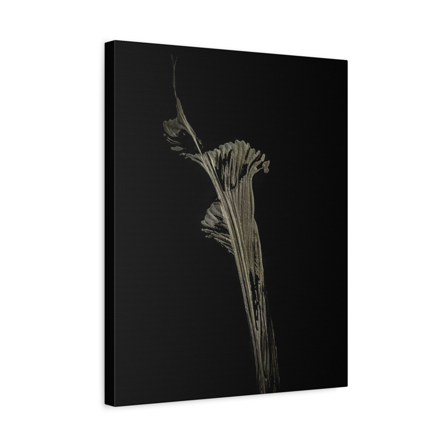Calla Lilly - Minimalist Botanical Canvas Print — Monochrome Flower Art on Black Matte