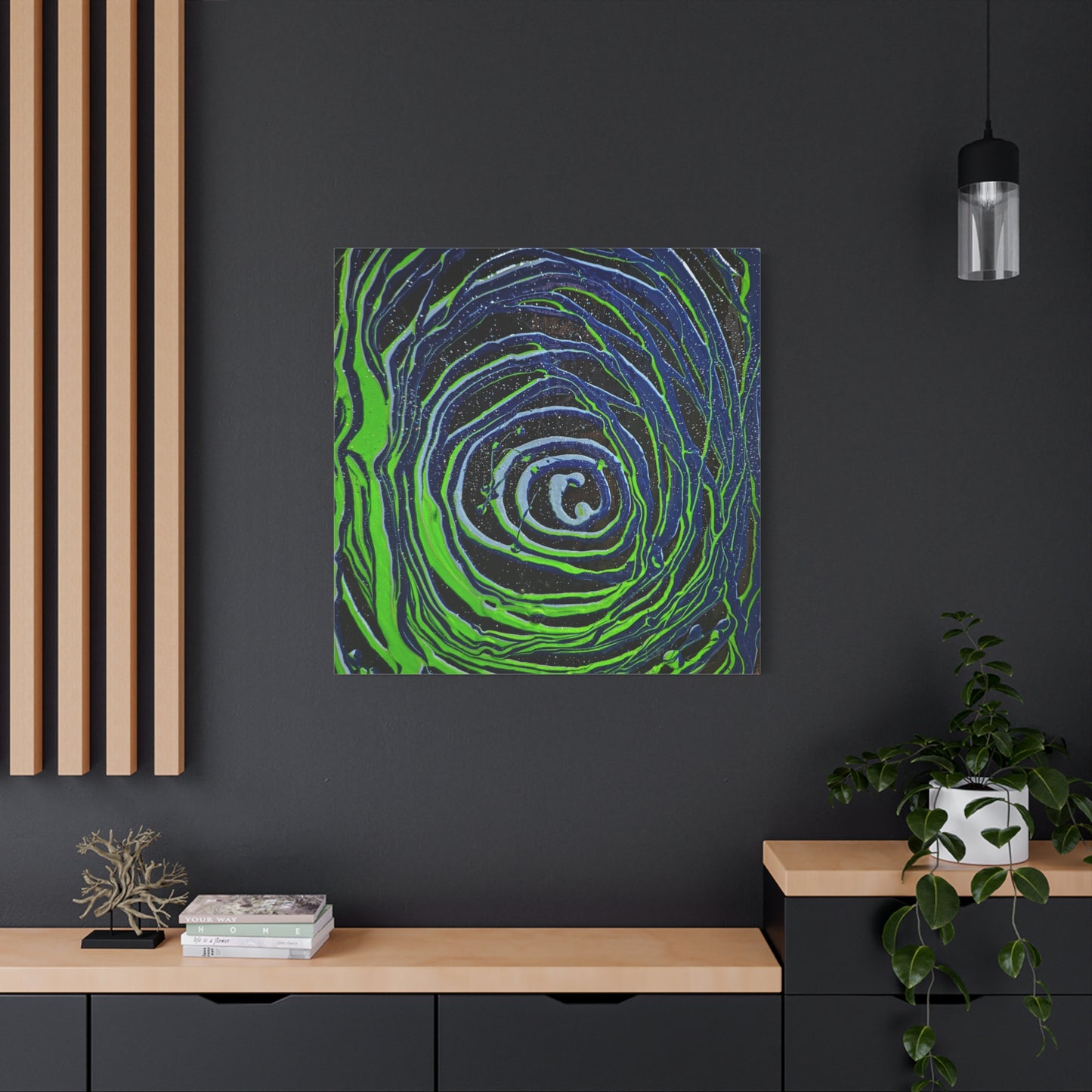 Abstract Green Swirl Matte Canvas Art — Stretched 1.25" Wall Décor