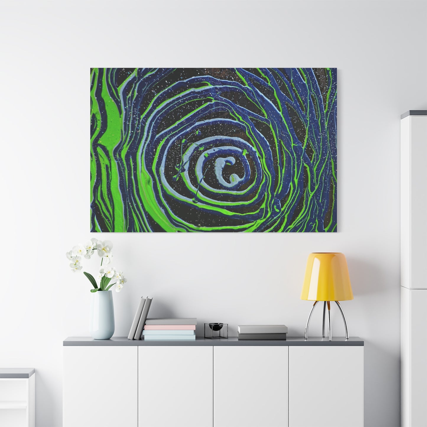 Abstract Green Swirl Matte Canvas Art — Stretched 1.25" Wall Décor