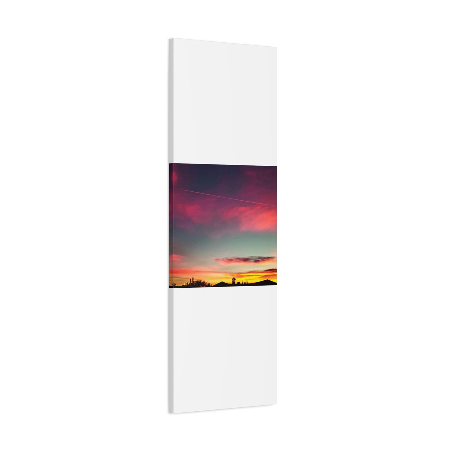 pink sky at morning - Horizon Matte Canvas Print — Vibrant Pink & Teal Sky Wall Art, Stretched 1.25"