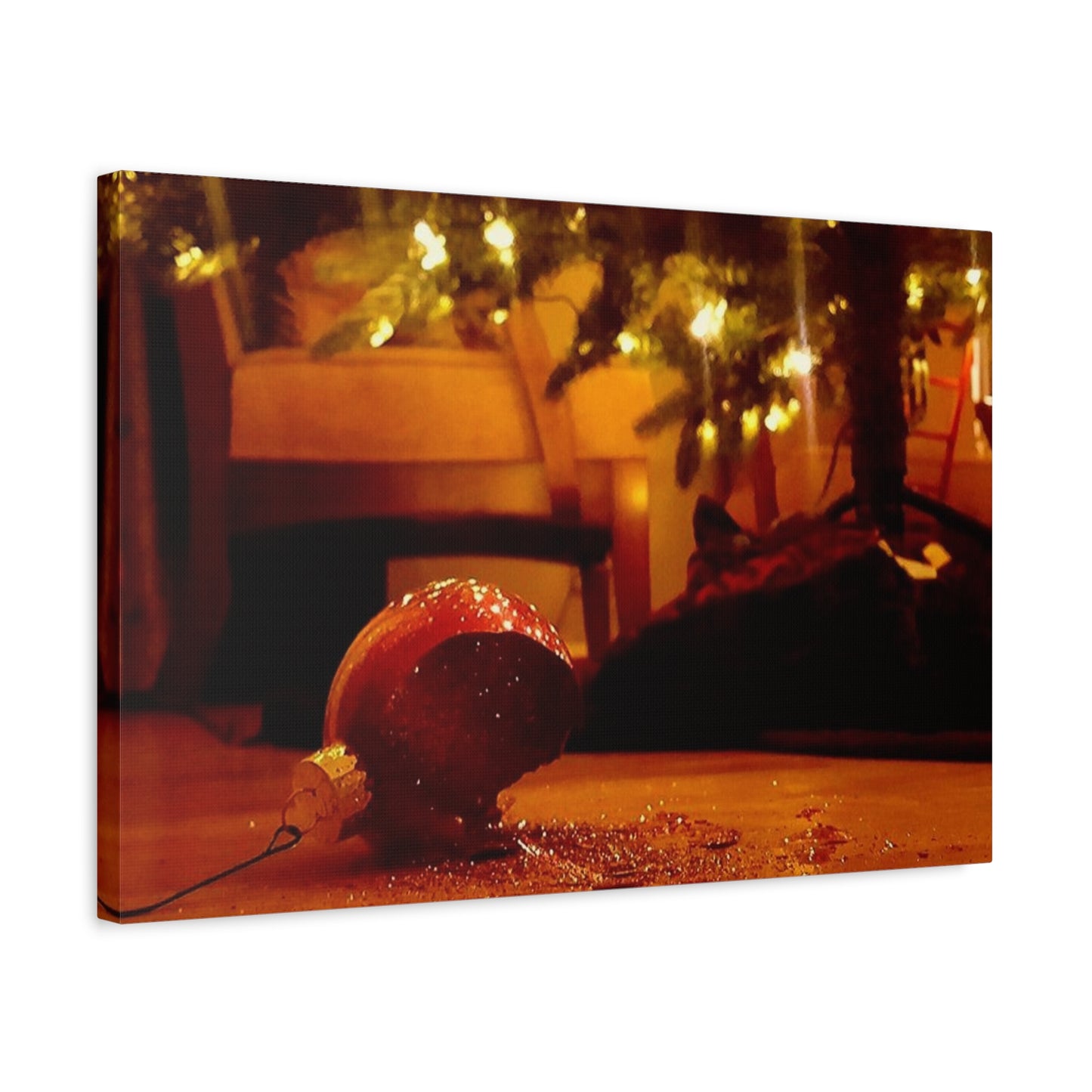 Christmas Tree Ornament Photo Canvas – Cozy Holiday Still Life Wall Art