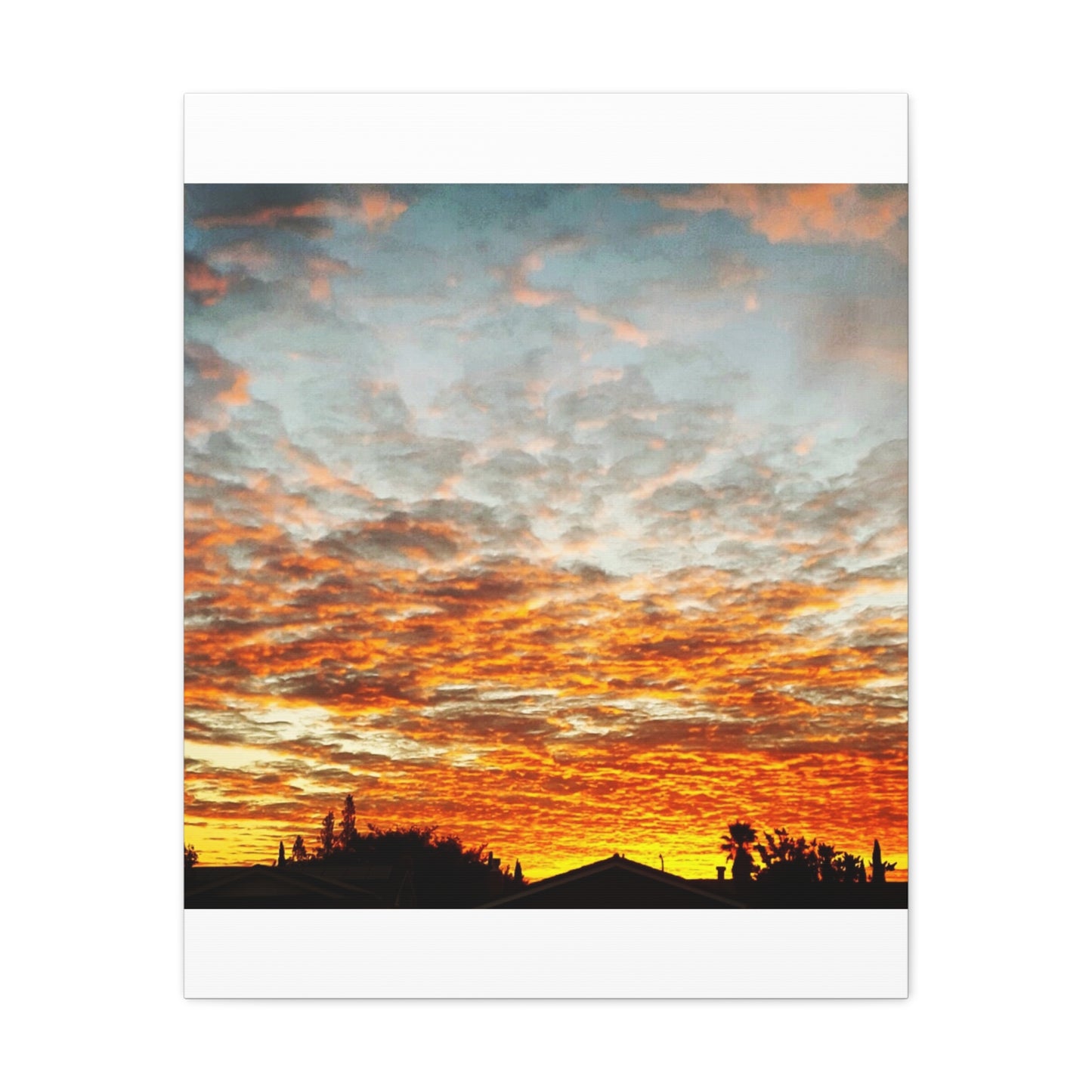 Sunset Sky Canvas Print — Orange Cloudscape Matte Stretched Wall Art