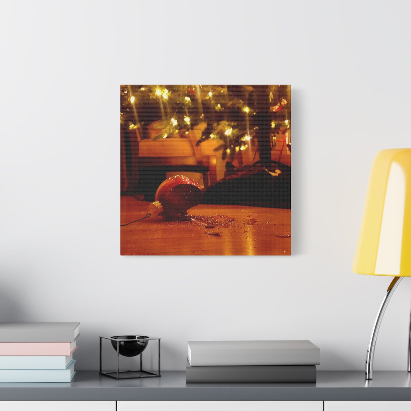 Christmas Tree Ornament Photo Canvas – Cozy Holiday Still Life Wall Art