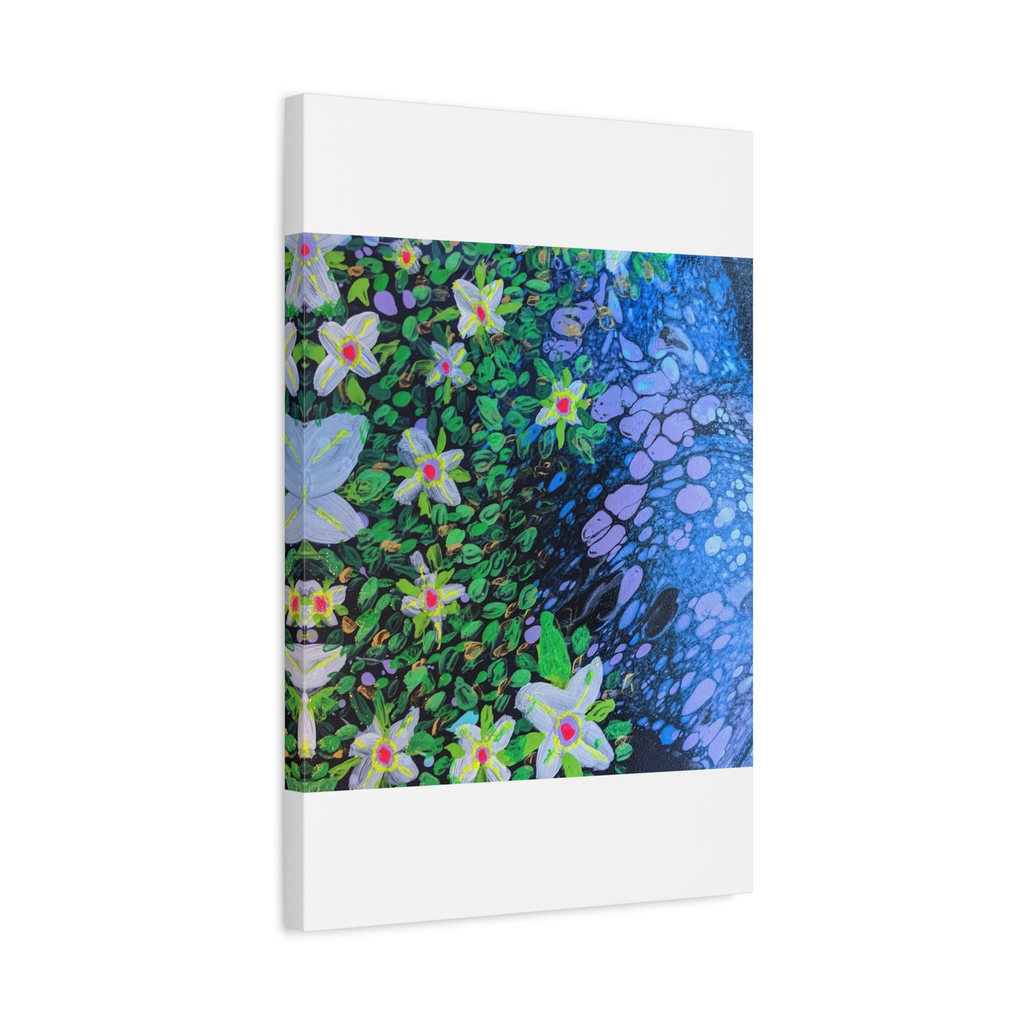 Floetrol&Flowers -  Reef Matte Canvas Wall Art — Blue & Green Abstract Flower Painting