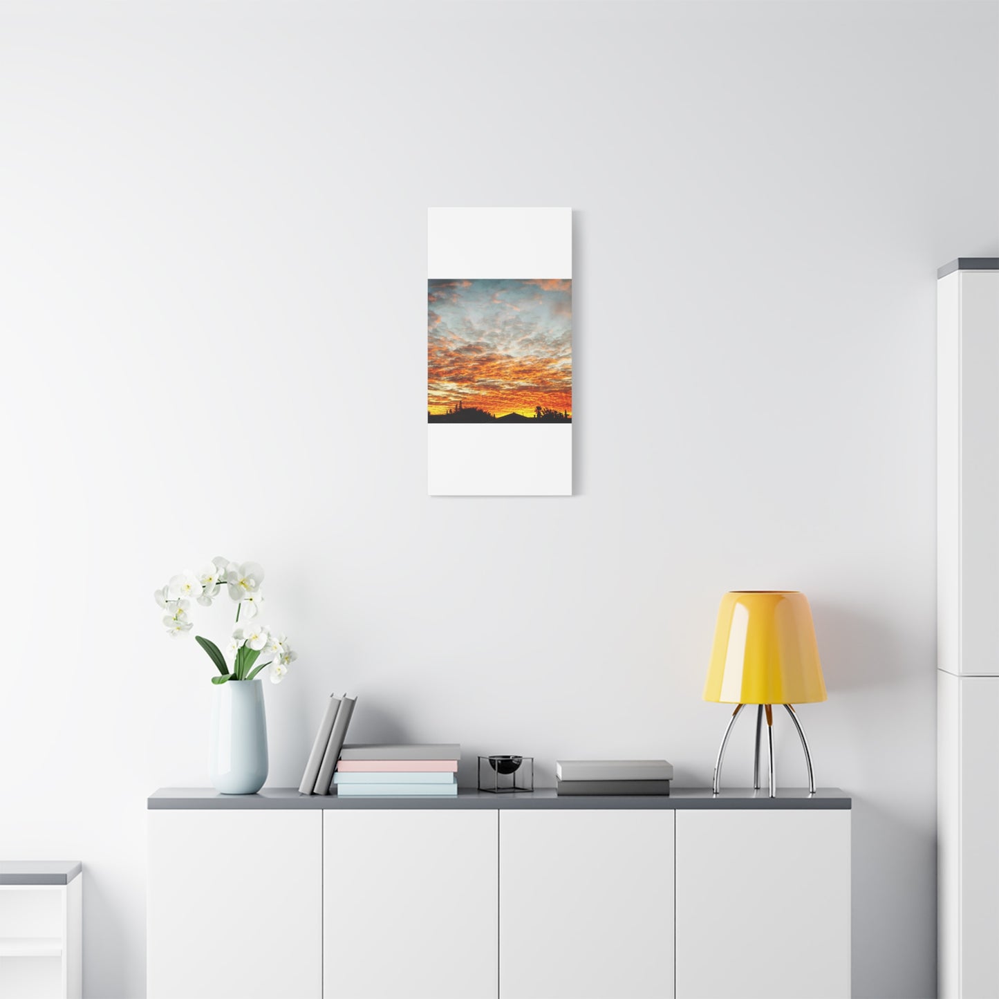 Sunset Sky Canvas Print — Orange Cloudscape Matte Stretched Wall Art