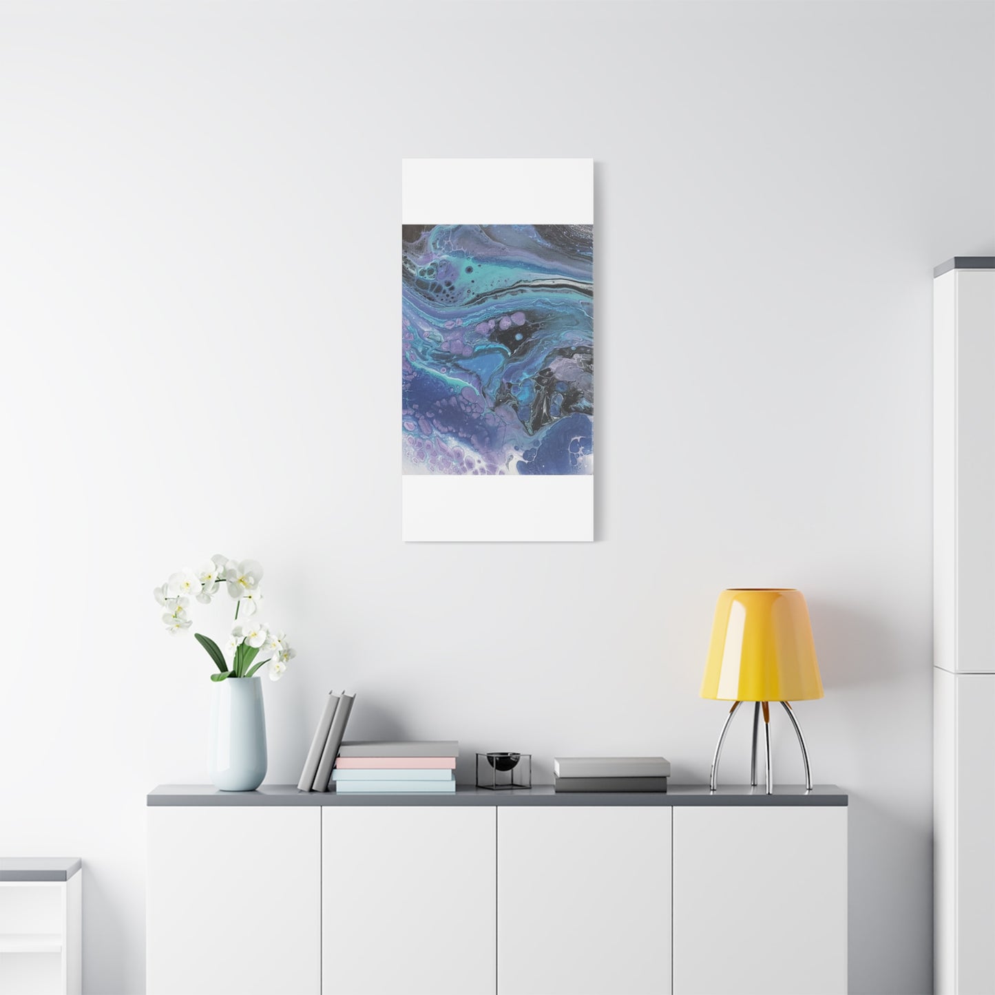 Abstract Ocean Wave Matte Canvas Print — Blue & Purple Fluid Art, Stretched 1.25"