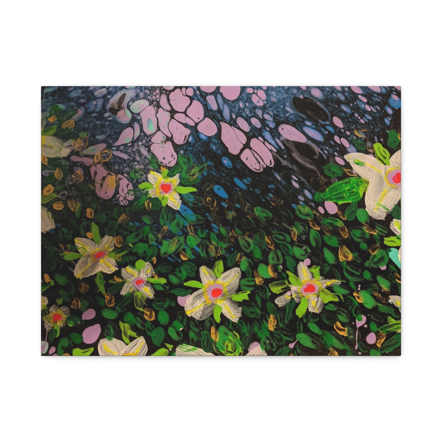 Floetrol&Flowers - Night Pour Garden Matte Canvas Print — Stretched Wall Art