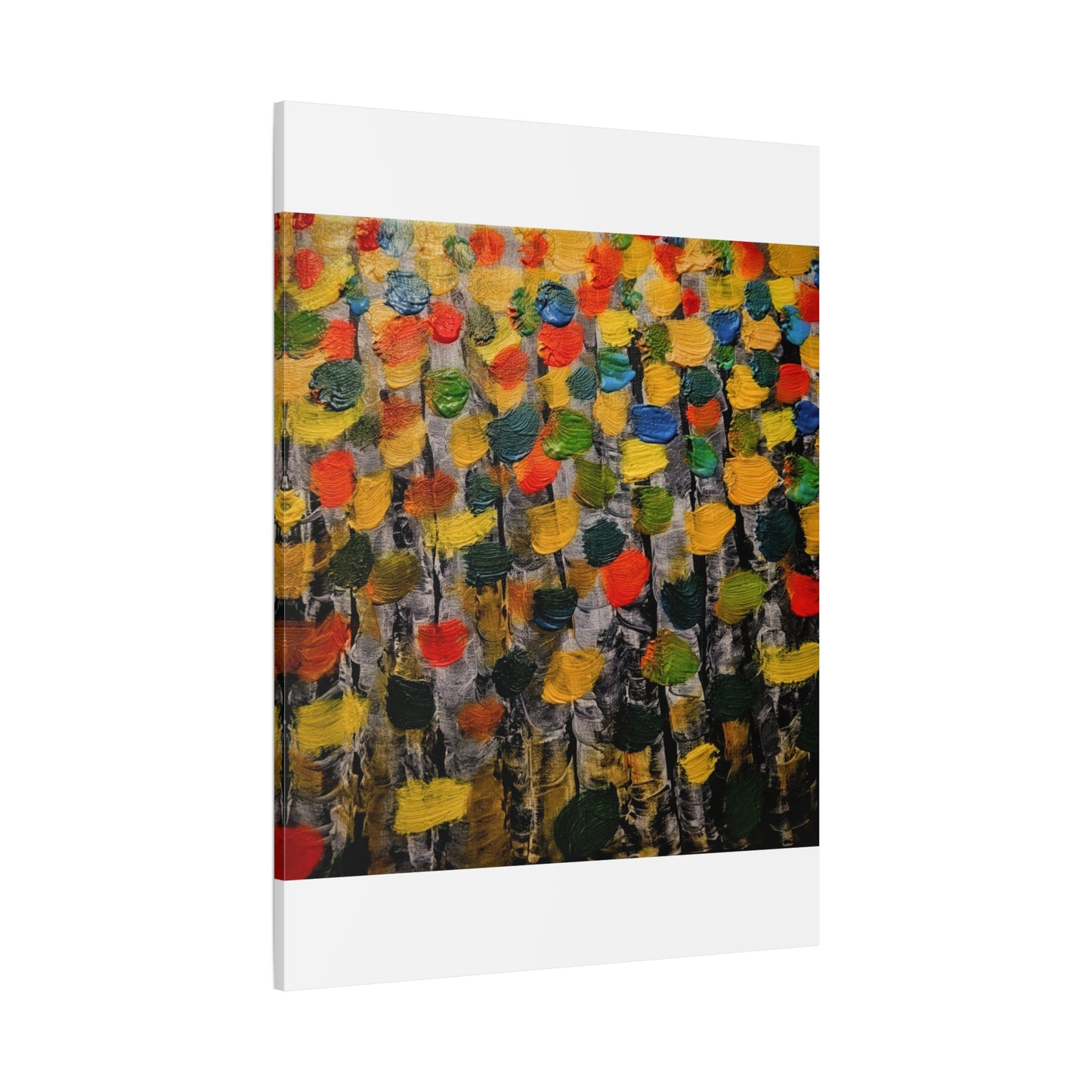 birch trees with color strokes - Abstract Color Bloom Matte Canvas Wall Art — Stretched 1.25"