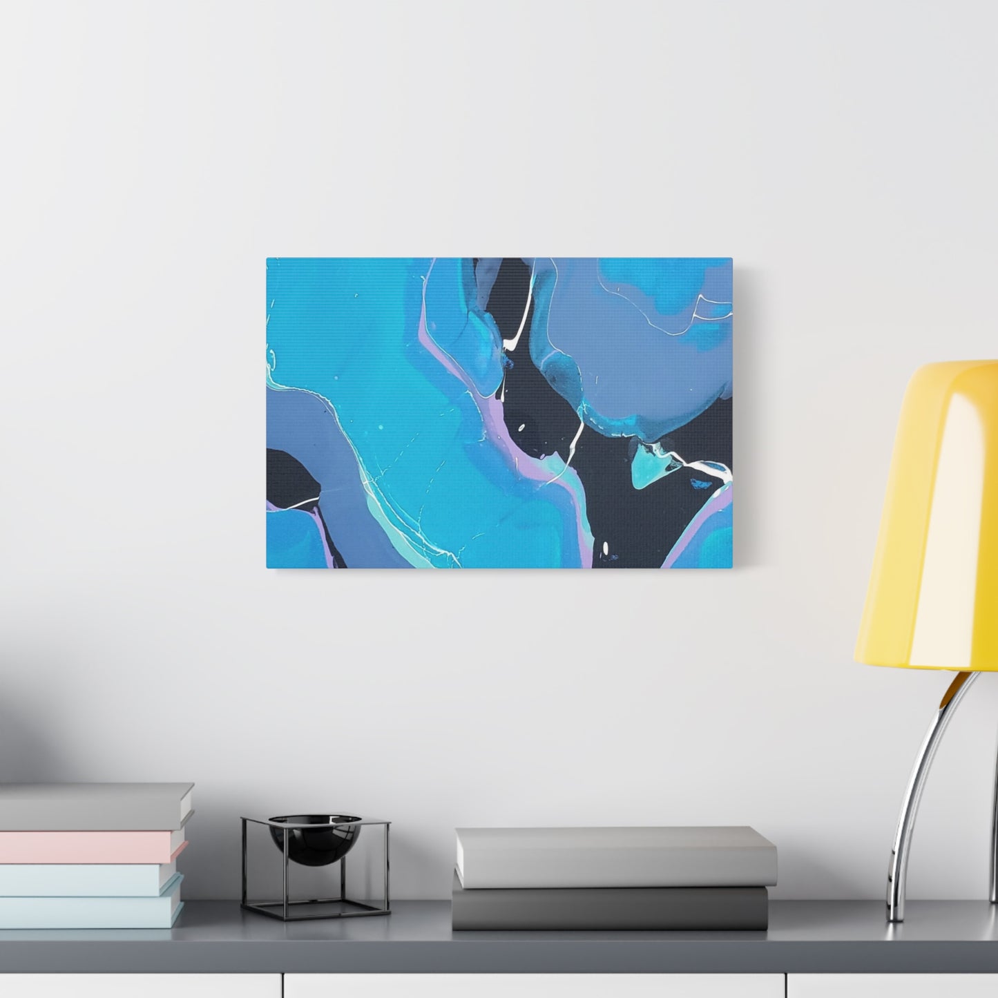 Abstract Blue Fluid Art Canvas Print — Matte Stretched Wall Art 1.25"