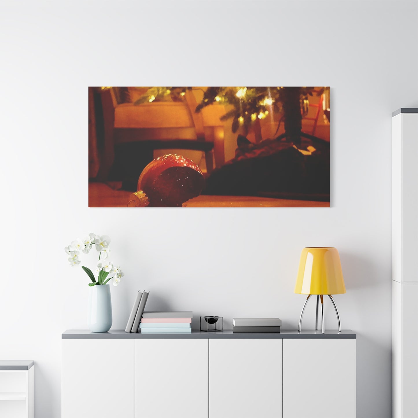 Christmas Tree Ornament Photo Canvas – Cozy Holiday Still Life Wall Art