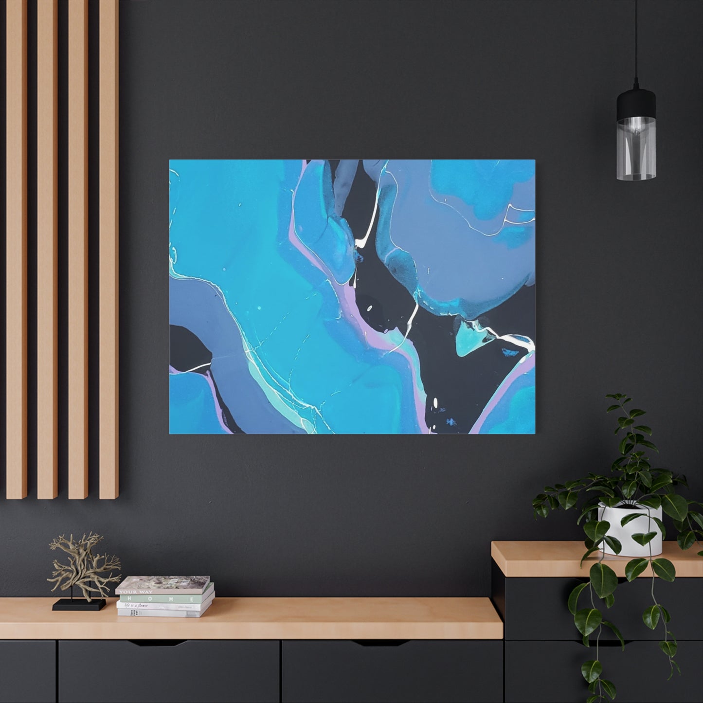Abstract Blue Fluid Art Canvas Print — Matte Stretched Wall Art 1.25"