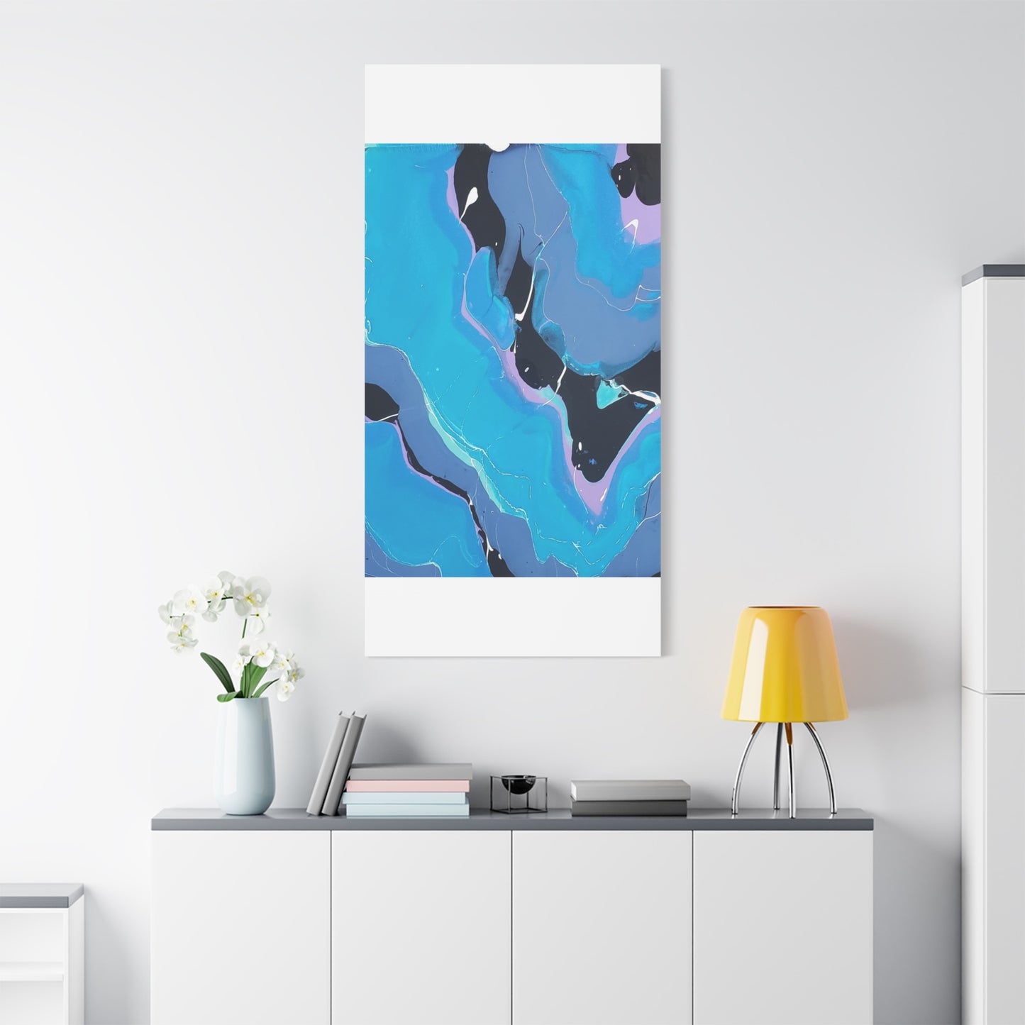 Abstract Blue Fluid Art Canvas Print — Matte Stretched Wall Art 1.25"